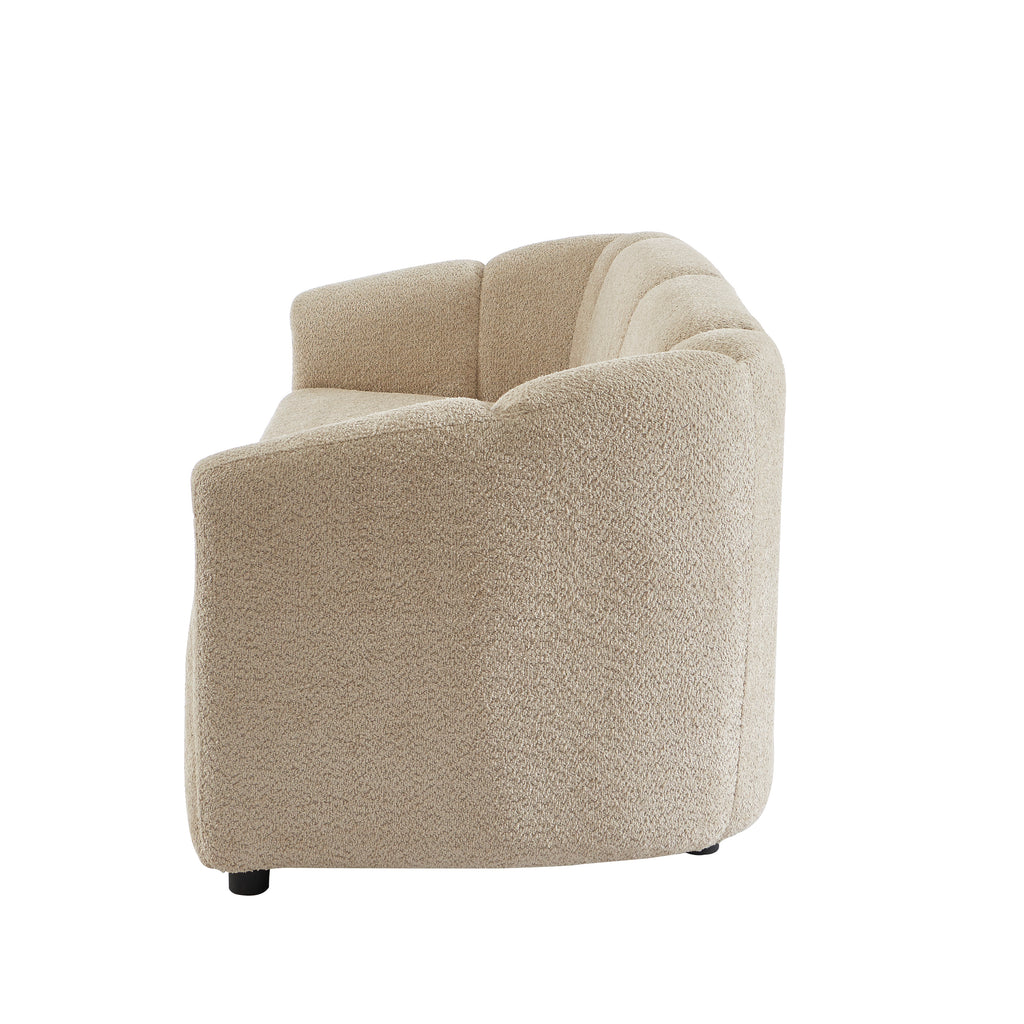 JOE Fixed 3-Seater Sofa – White Bouclé Fabric Living Room Furniture