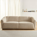 JOE Fixed 3-Seater Sofa – White Bouclé Fabric Living Room Furniture