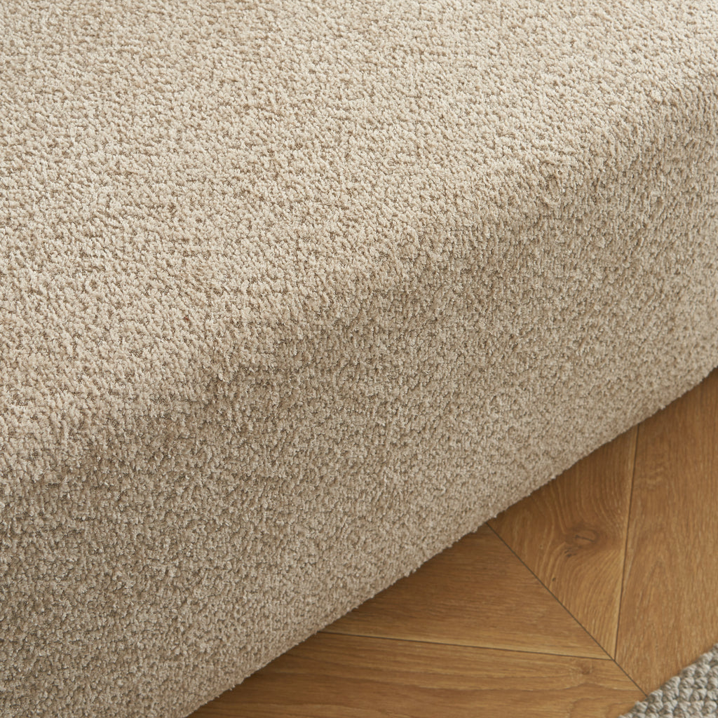 JOE Fixed 3-Seater Sofa – White Bouclé Fabric Living Room Furniture