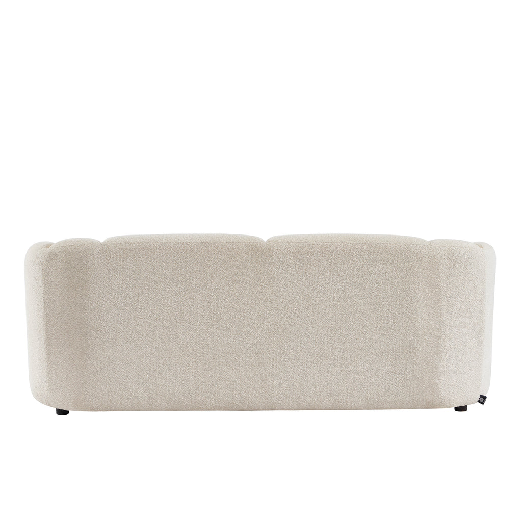 JOE Fixed 3-Seater Sofa – White Bouclé Fabric Living Room Furniture