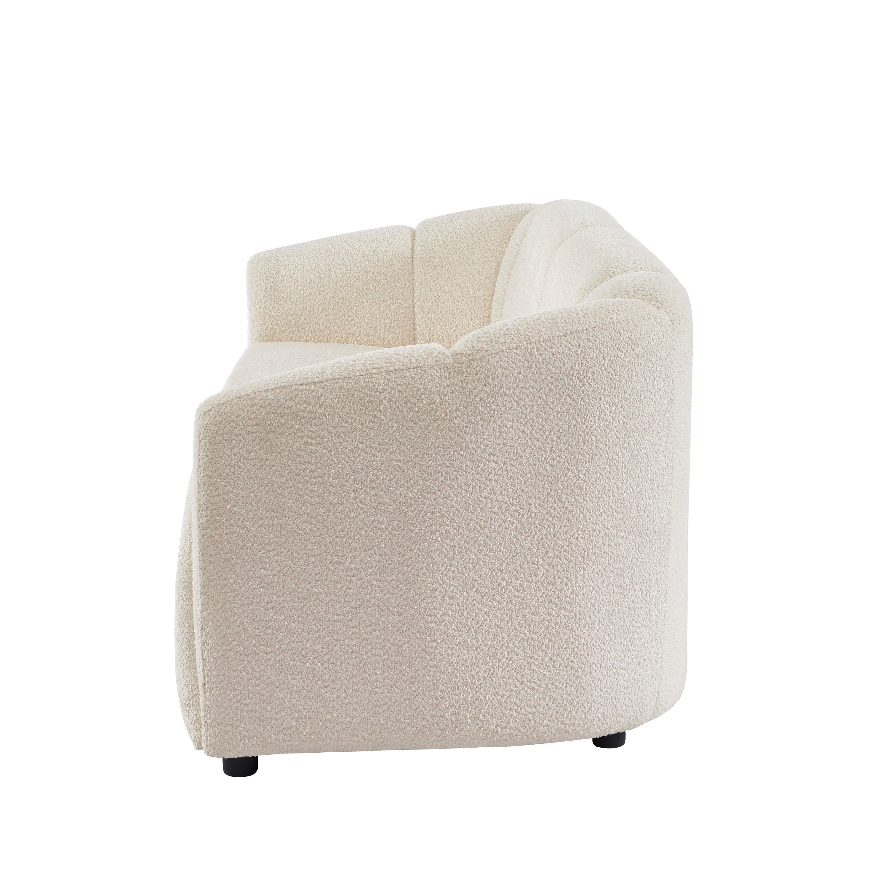 JOE Fixed 3-Seater Sofa – White Bouclé Fabric Living Room Furniture