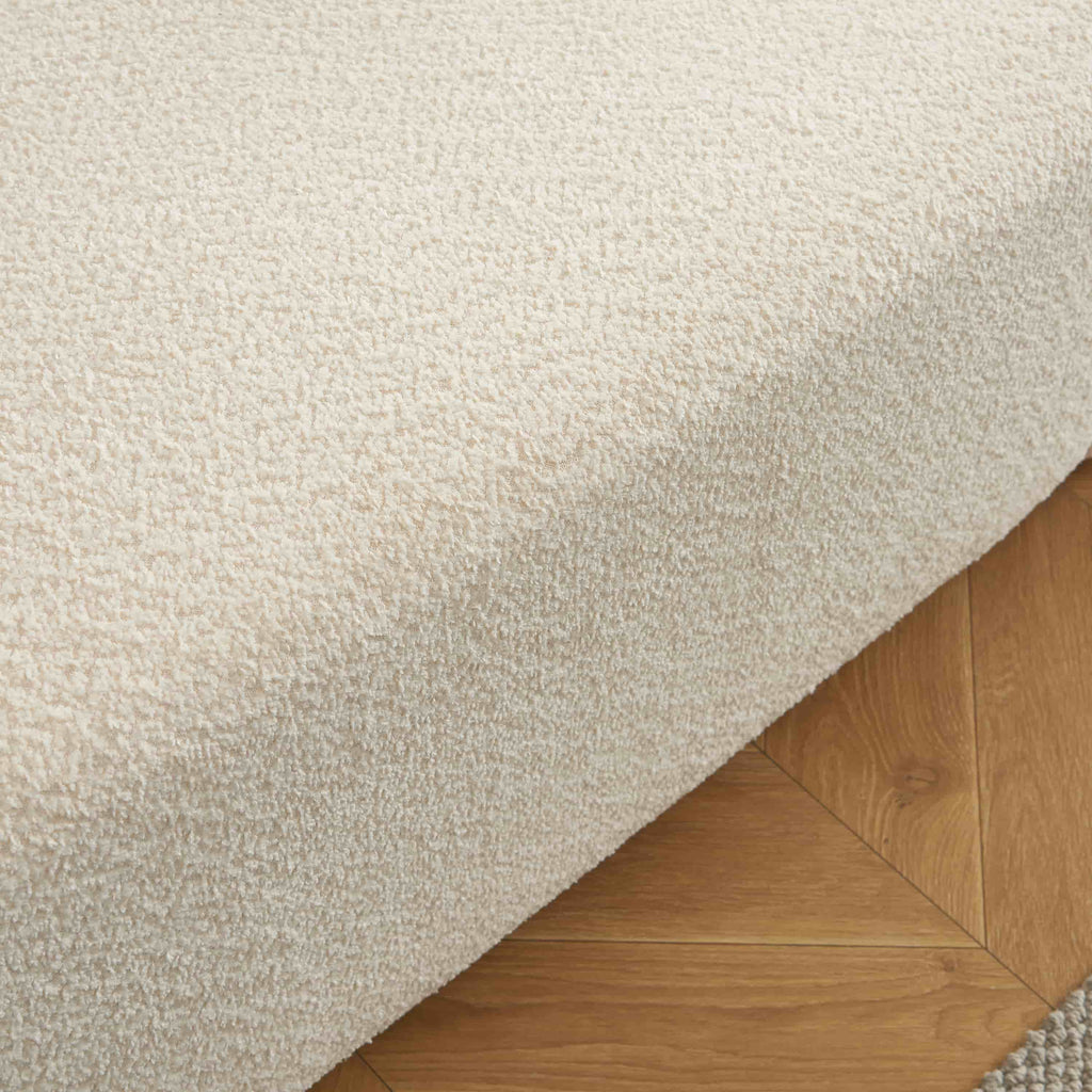 JOE Fixed 3-Seater Sofa – White Bouclé Fabric Living Room Furniture