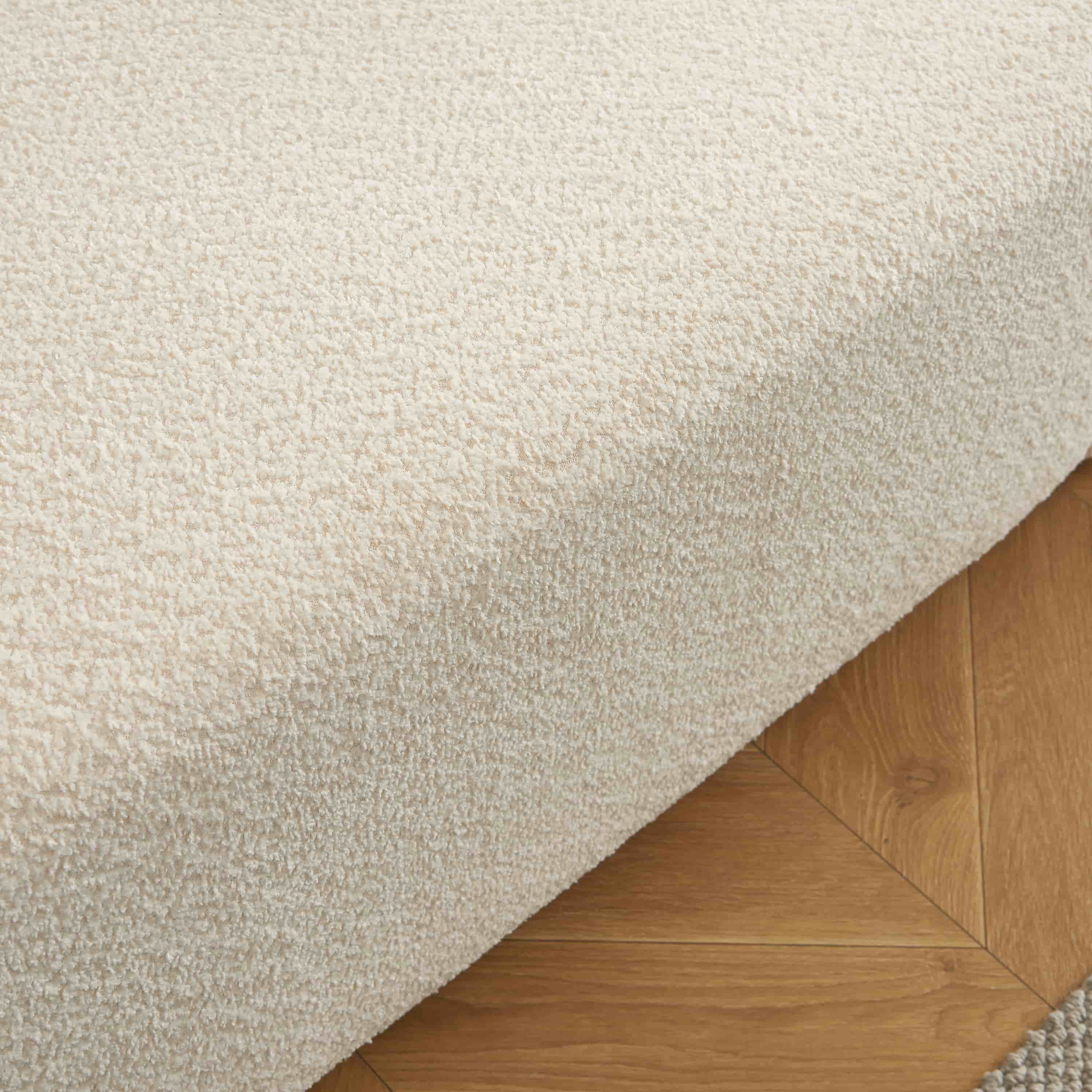 JOE Fixed 3-Seater Sofa – White Bouclé Fabric Living Room Furniture