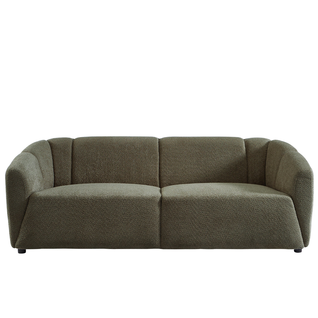 JOE Fixed 3-Seater Sofa – White Bouclé Fabric Living Room Furniture