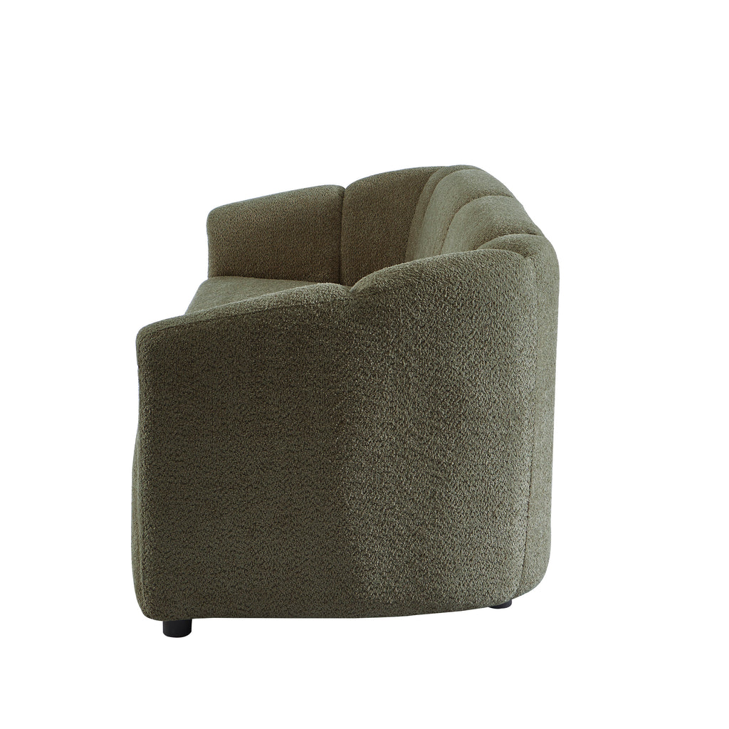 JOE Fixed 3-Seater Sofa – White Bouclé Fabric Living Room Furniture