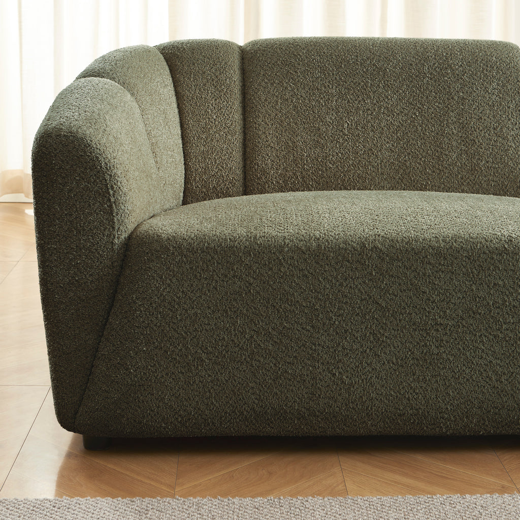 JOE Fixed 3-Seater Sofa – White Bouclé Fabric Living Room Furniture
