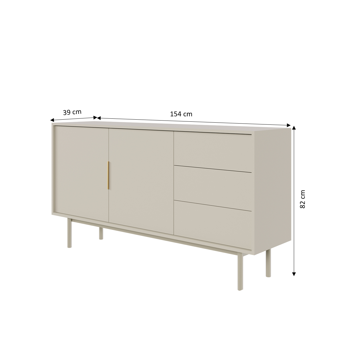JONA Highboard, 2 doors, 3 drawers