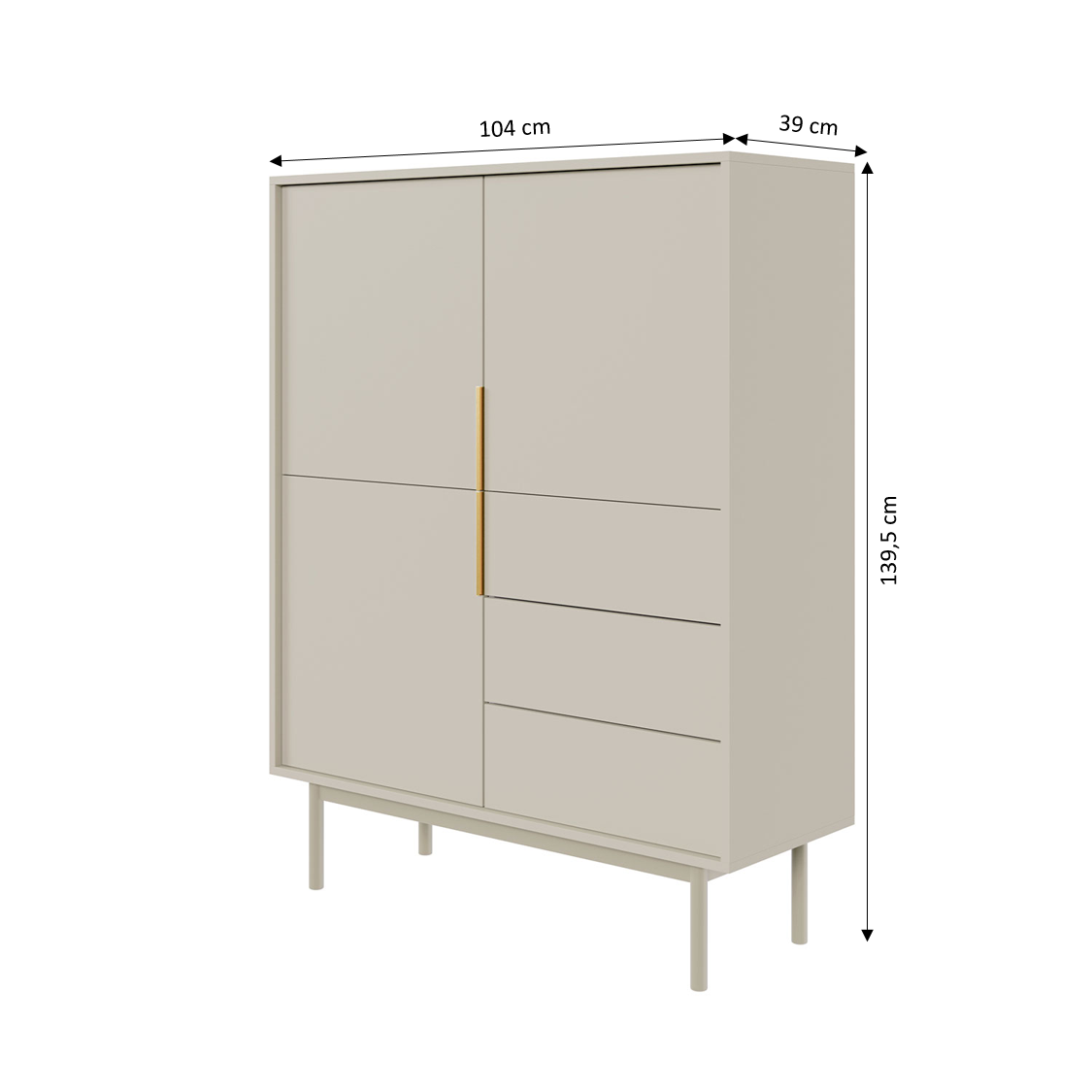 JONA Highboard, 3 doors, 3 drawers