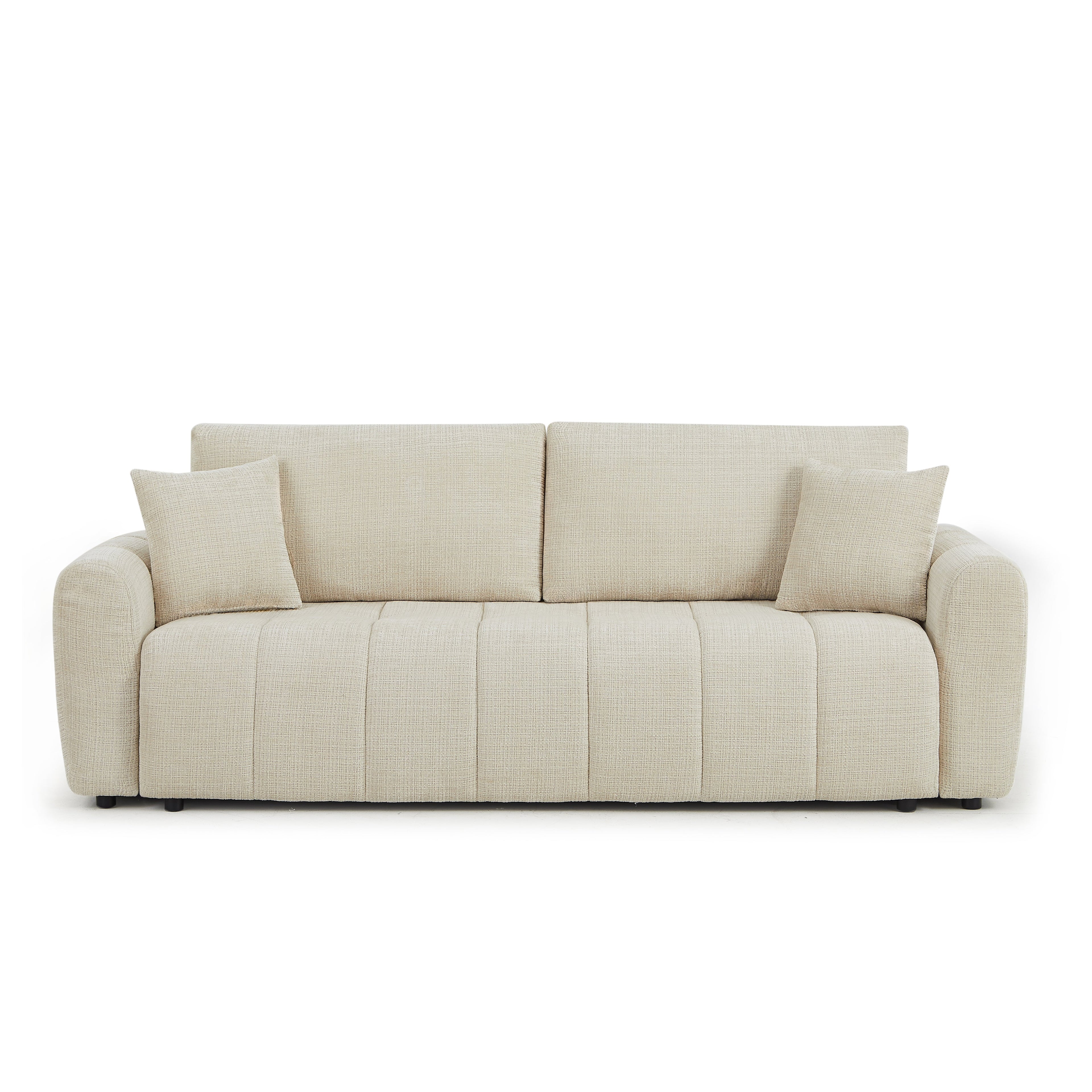 Convertible Sofa Jonea 3 Seater Textured Fabric Beige – Beige