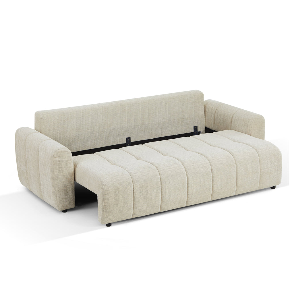 Convertible Sofa Jonea 3 Seater Textured Fabric Beige – Beige