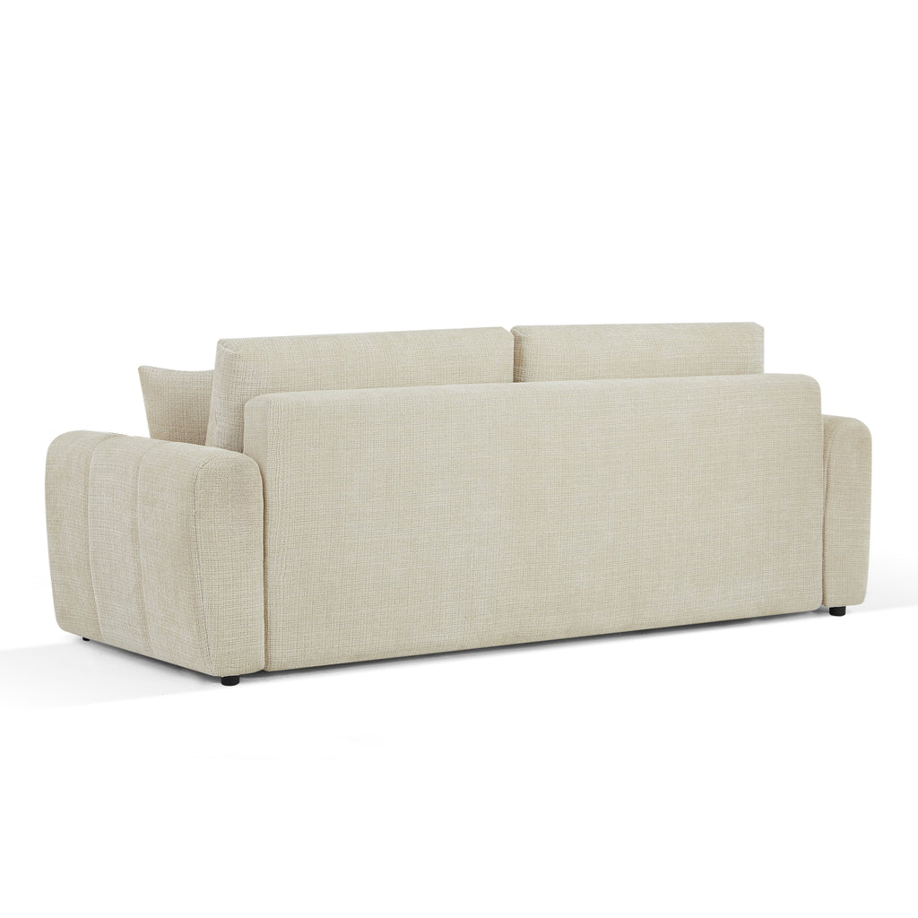 Convertible Sofa Jonea 3 Seater Textured Fabric Beige – Beige