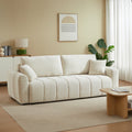 Convertible Sofa Jonea 3 Seater Textured Fabric Beige – Beige