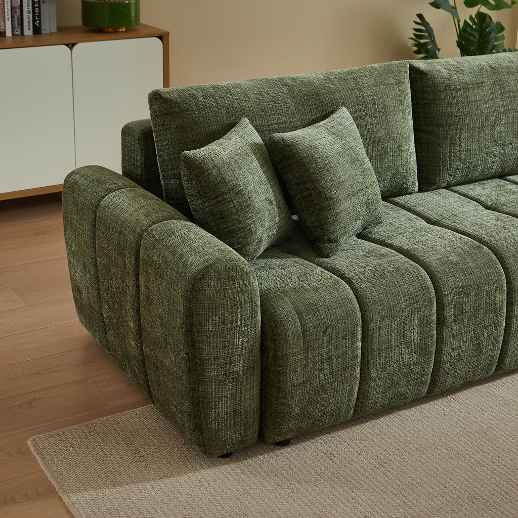 JONEA Convertible Sleeper Sofa – Textured Fabric 3-Seater Living Room Furniture