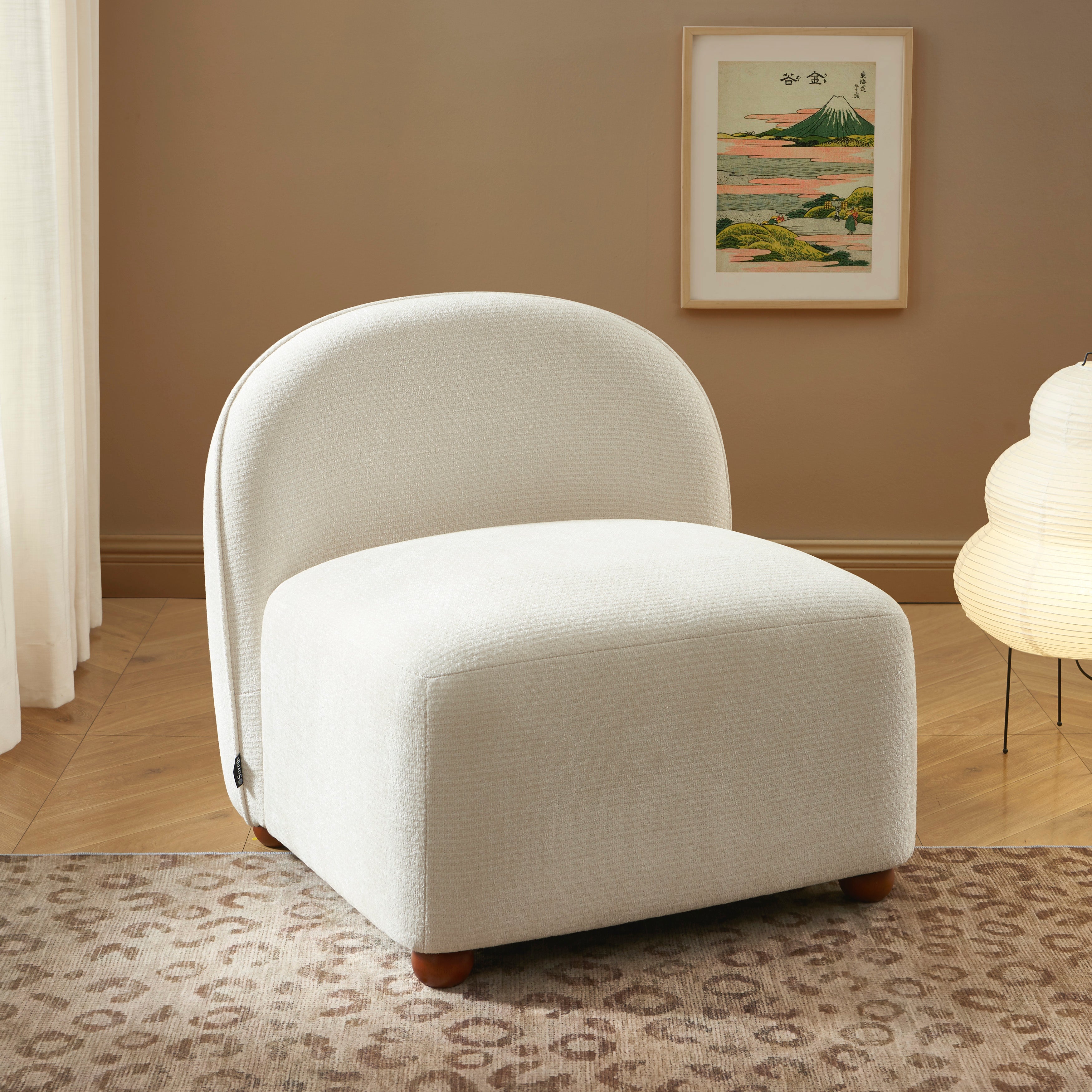 JUDY 30" Chenille Fabric Accent Chair - Off White