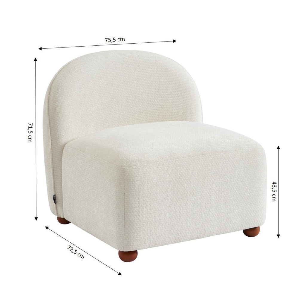 JUDY 30" Chenille Fabric Accent Chair - Off White