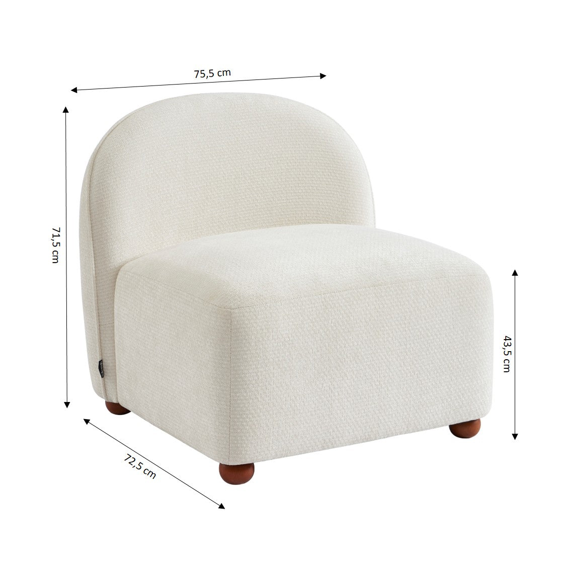 JUDY 30" Chenille Fabric Accent Chair - Off White