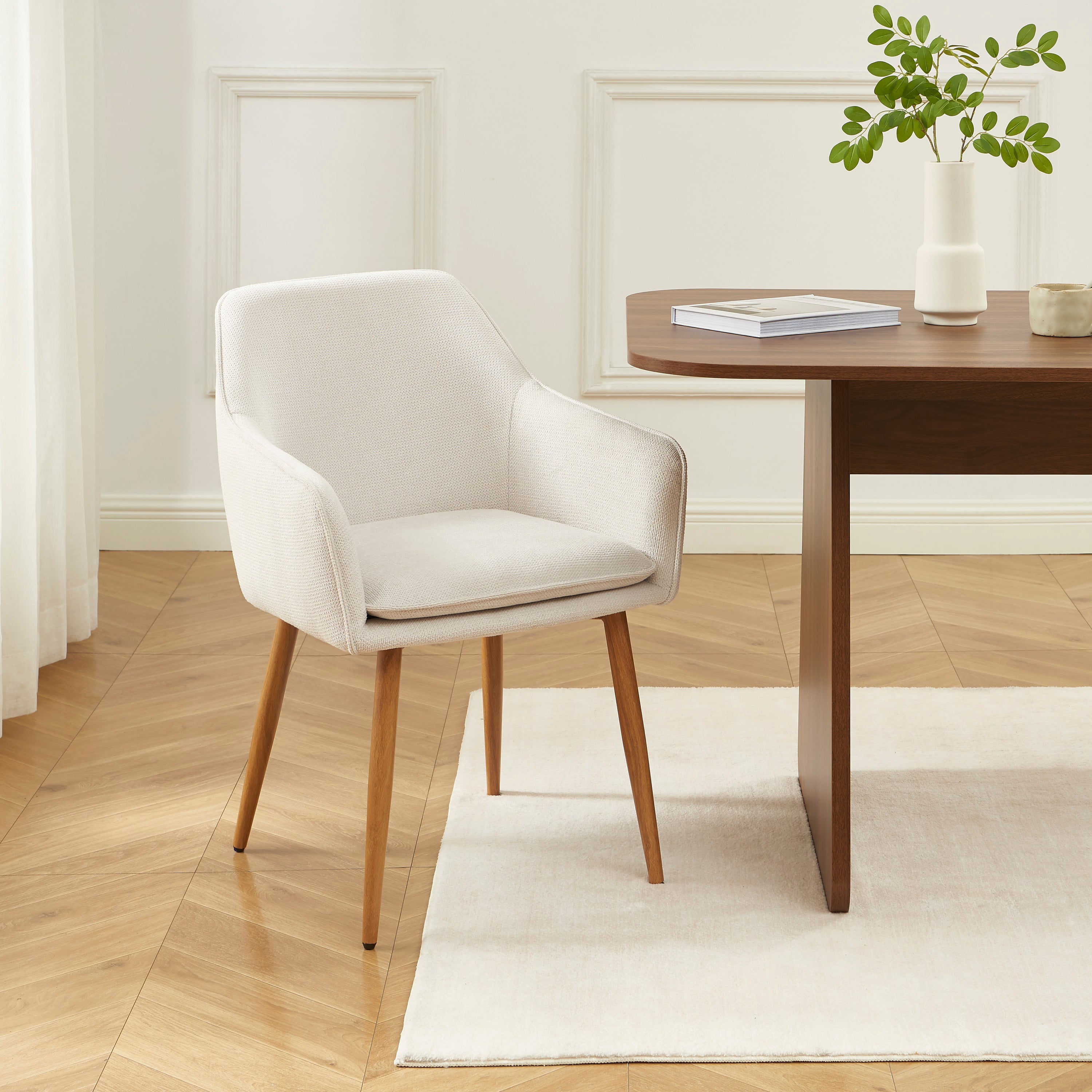 KALLI Set of 2 Upholstered Accent Armchairs – White