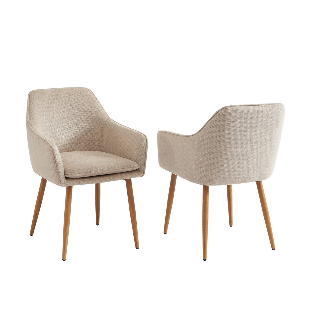 KALLI Set of 2 Upholstered Accent Armchairs – Greige