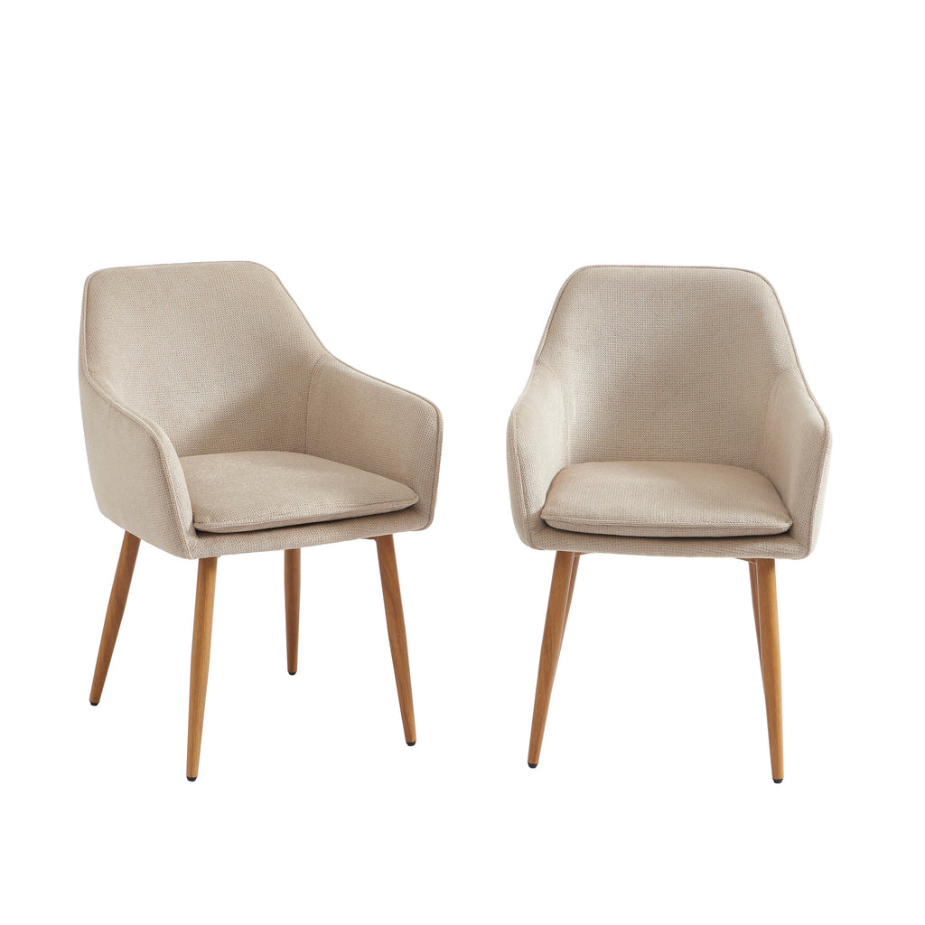 KALLI Set of 2 Upholstered Accent Armchairs – Greige