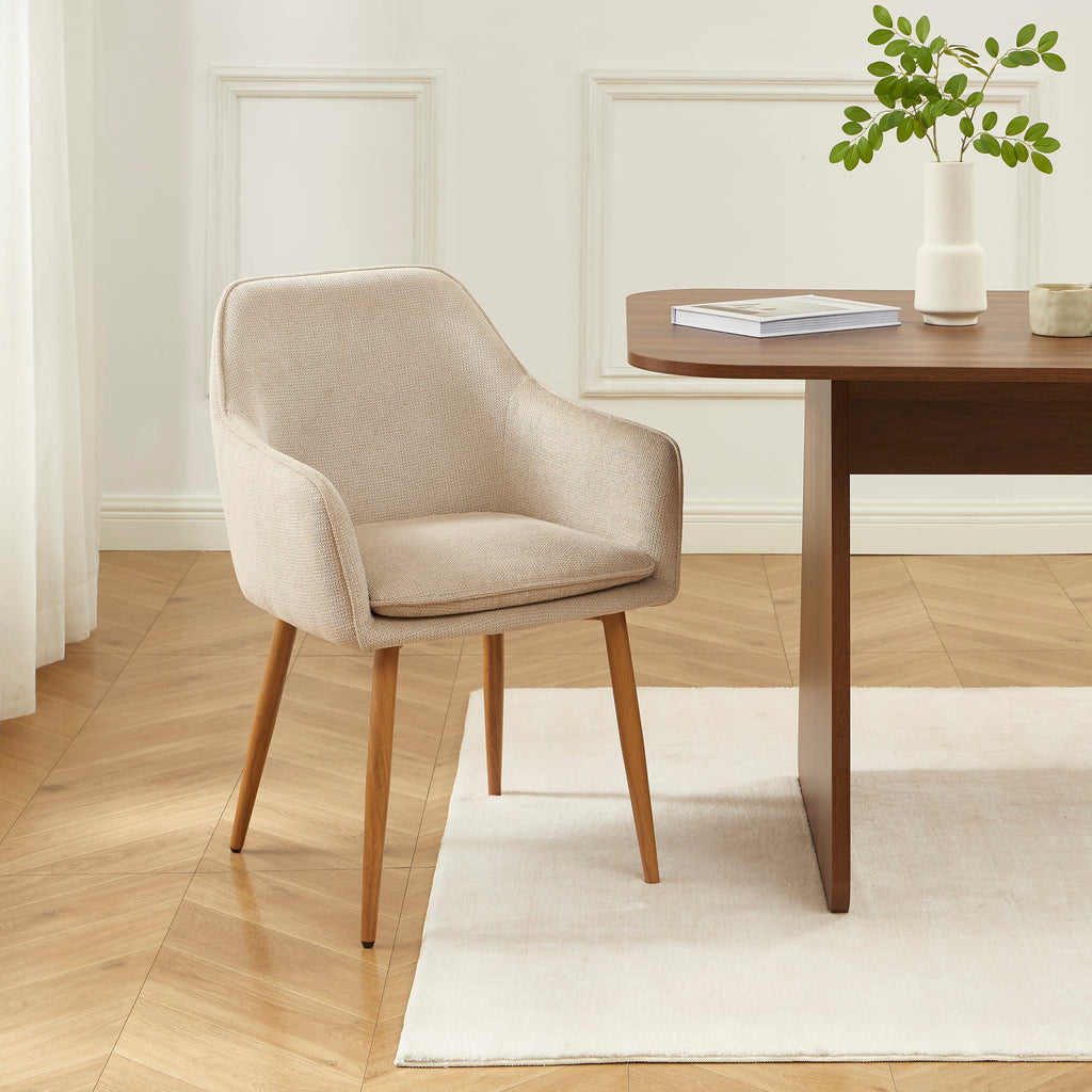 KALLI Set of 2 Upholstered Accent Armchairs – Greige