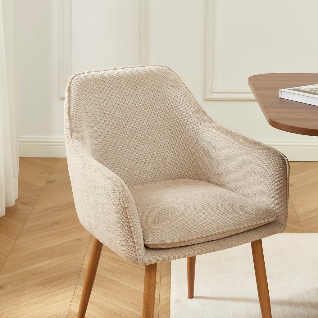 KALLI Set of 2 Upholstered Accent Armchairs – Greige