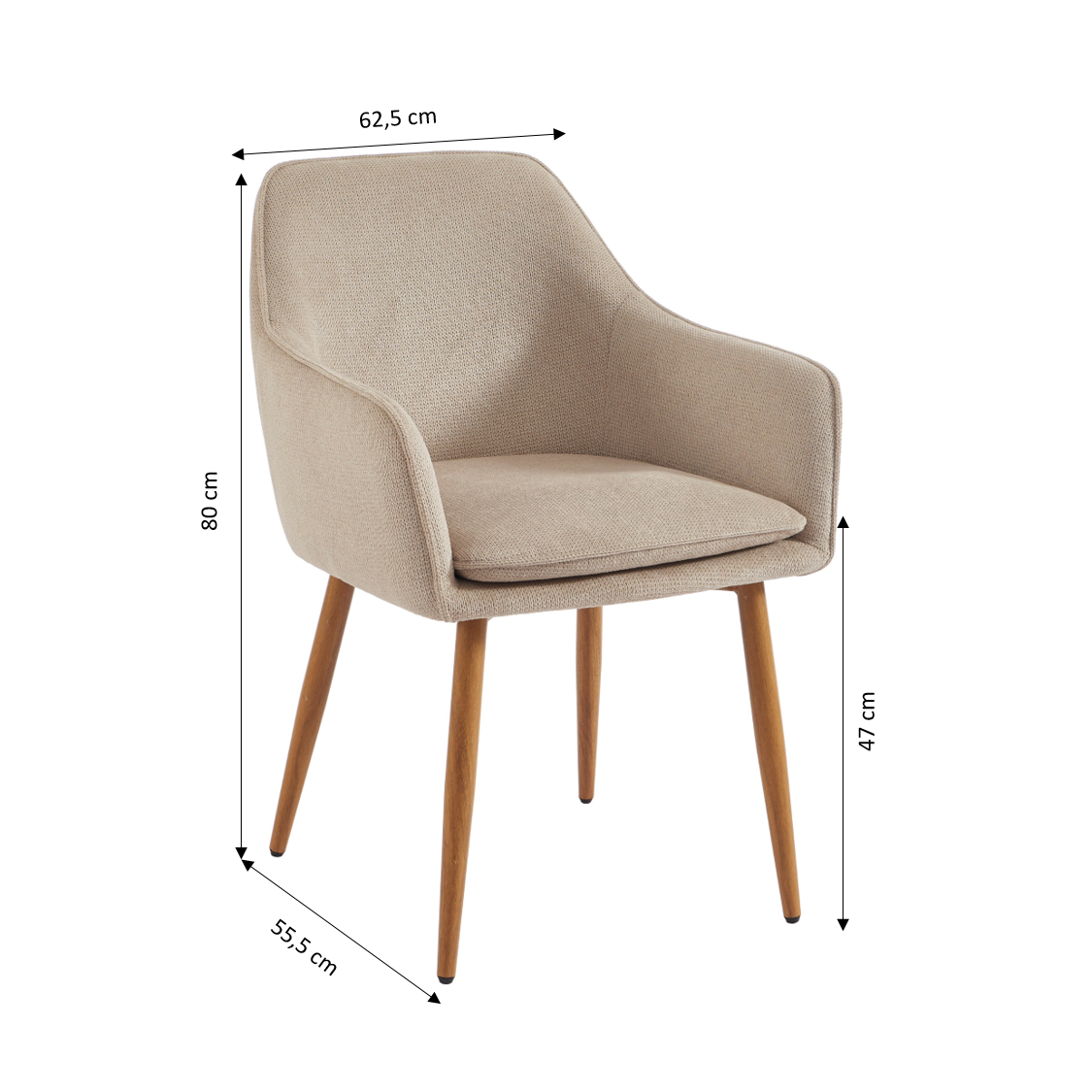 KALLI Set of 2 Upholstered Accent Armchairs – Greige