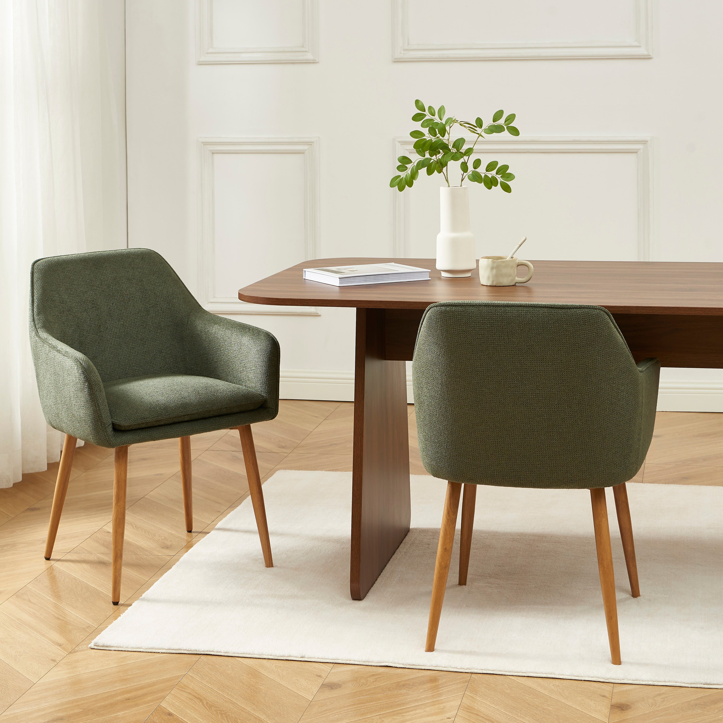 KALLI Set of 2 Upholstered Accent Armchairs – Green