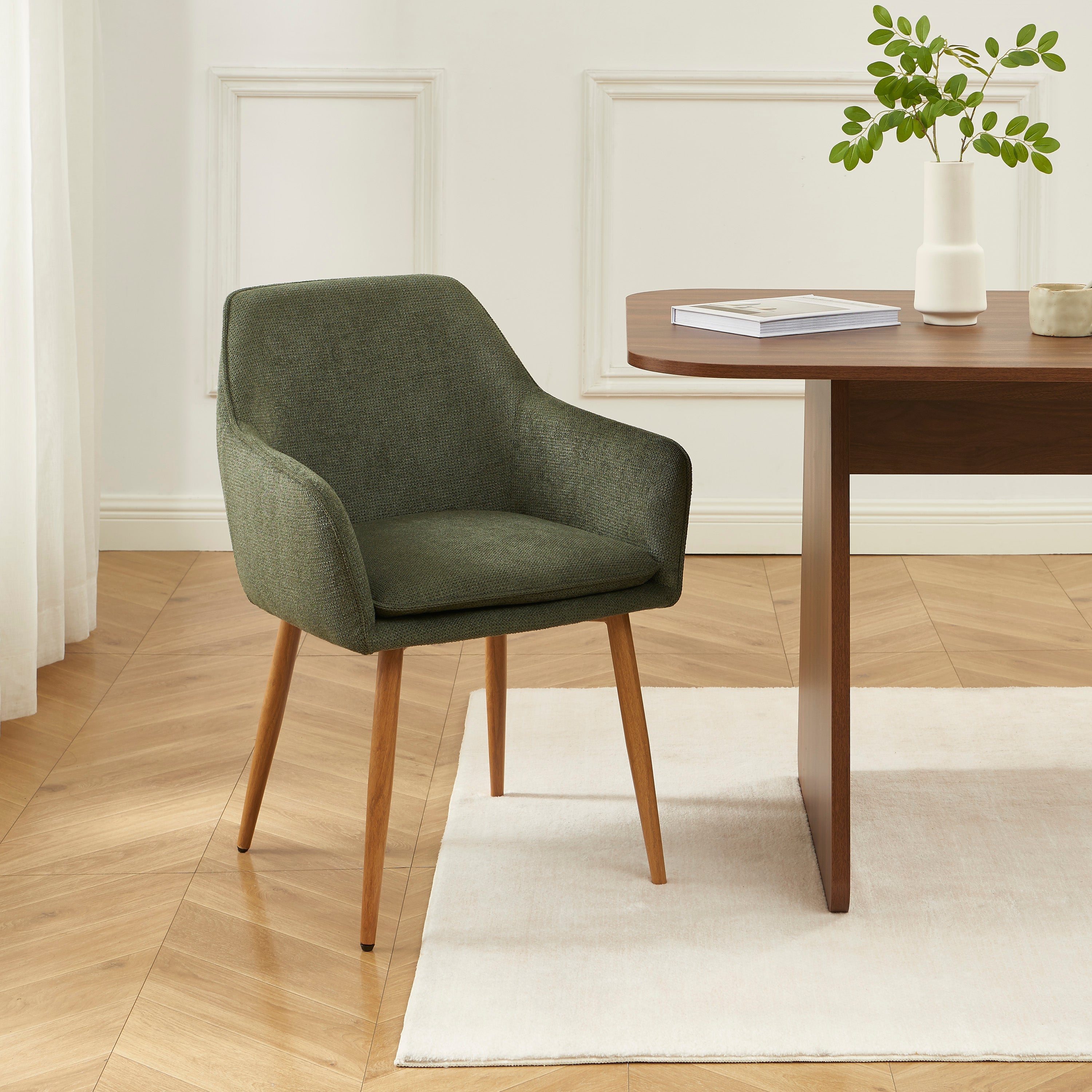 KALLI Set of 2 Upholstered Accent Armchairs – Green