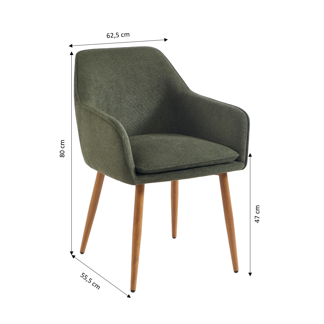 KALLI Set of 2 Upholstered Accent Armchairs – Green