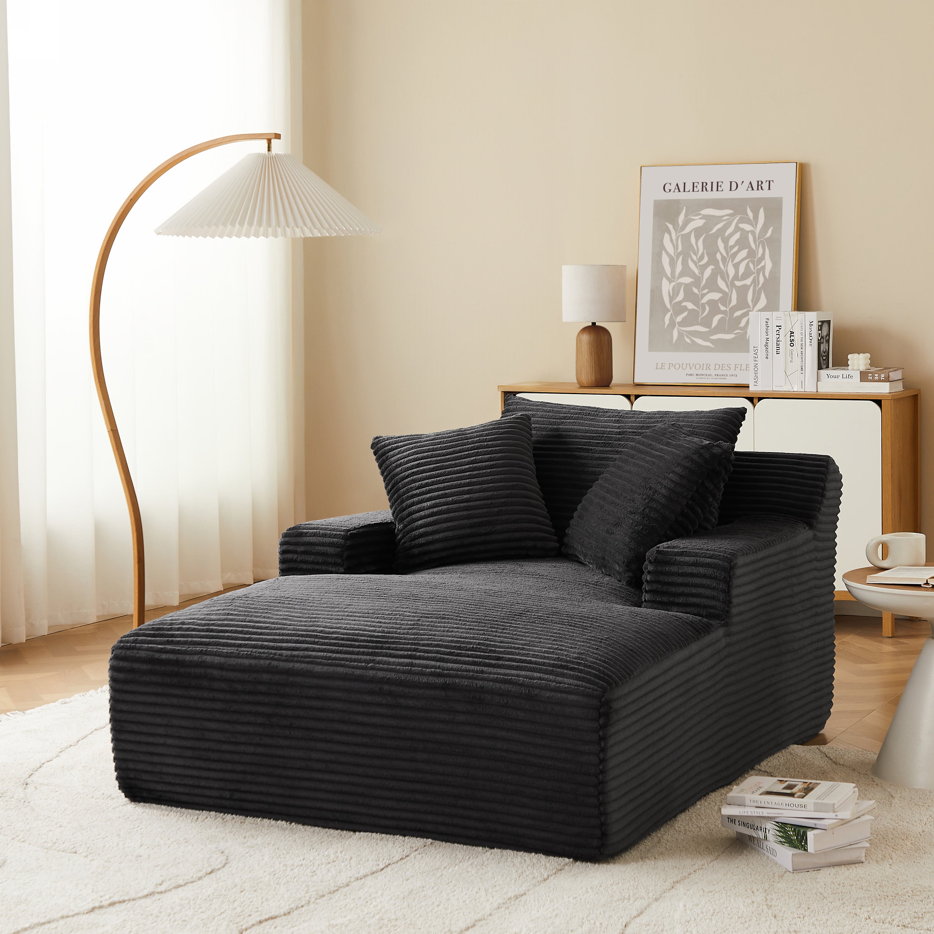 KENEDY Deep Compact Armchair – Corduroy Velvet Accent Chair For Modern Living Spaces