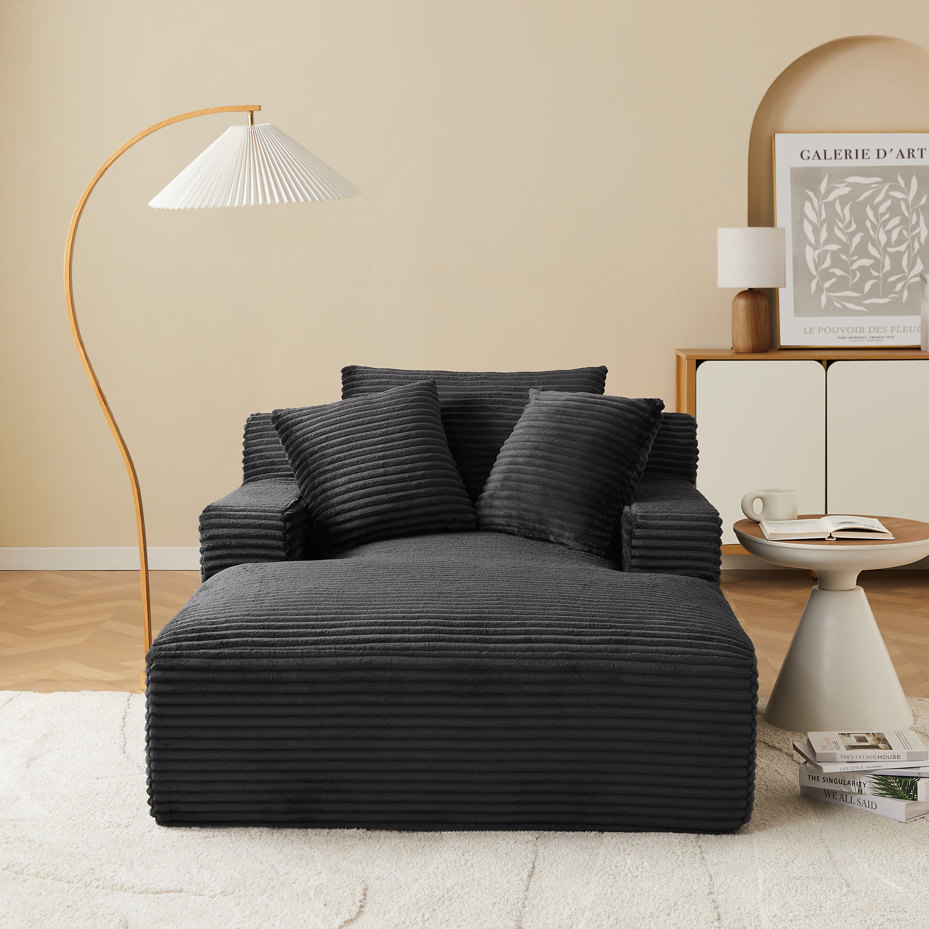 KENEDY Deep Compact Armchair – Corduroy Velvet Accent Chair For Modern Living Spaces