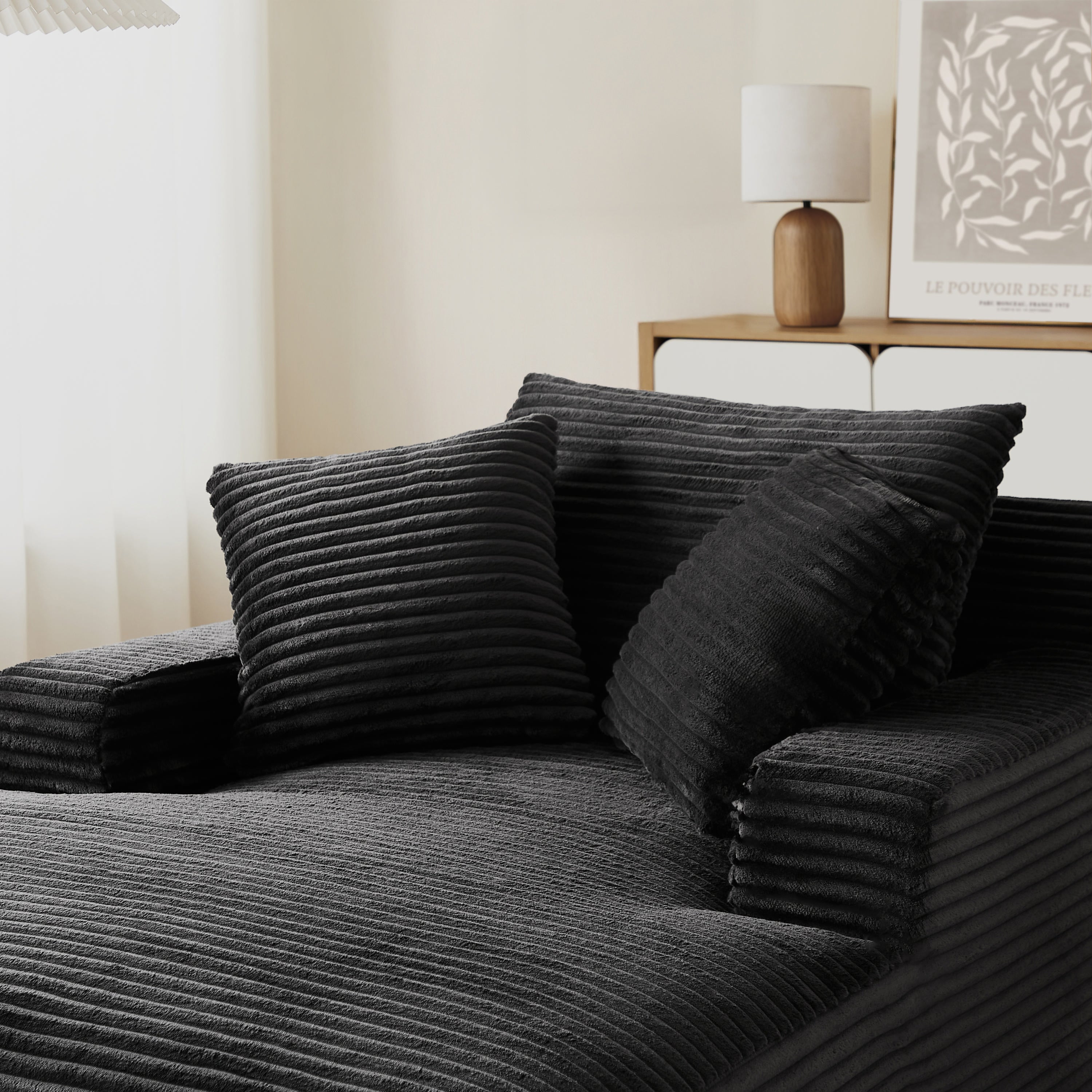 KENEDY Deep Compact Armchair – Corduroy Velvet Accent Chair For Modern Living Spaces