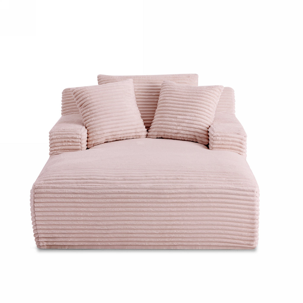 Deep Compact Fixed Sofa Kenedy 1 Seater Corduroy Velvet Pink – Pink