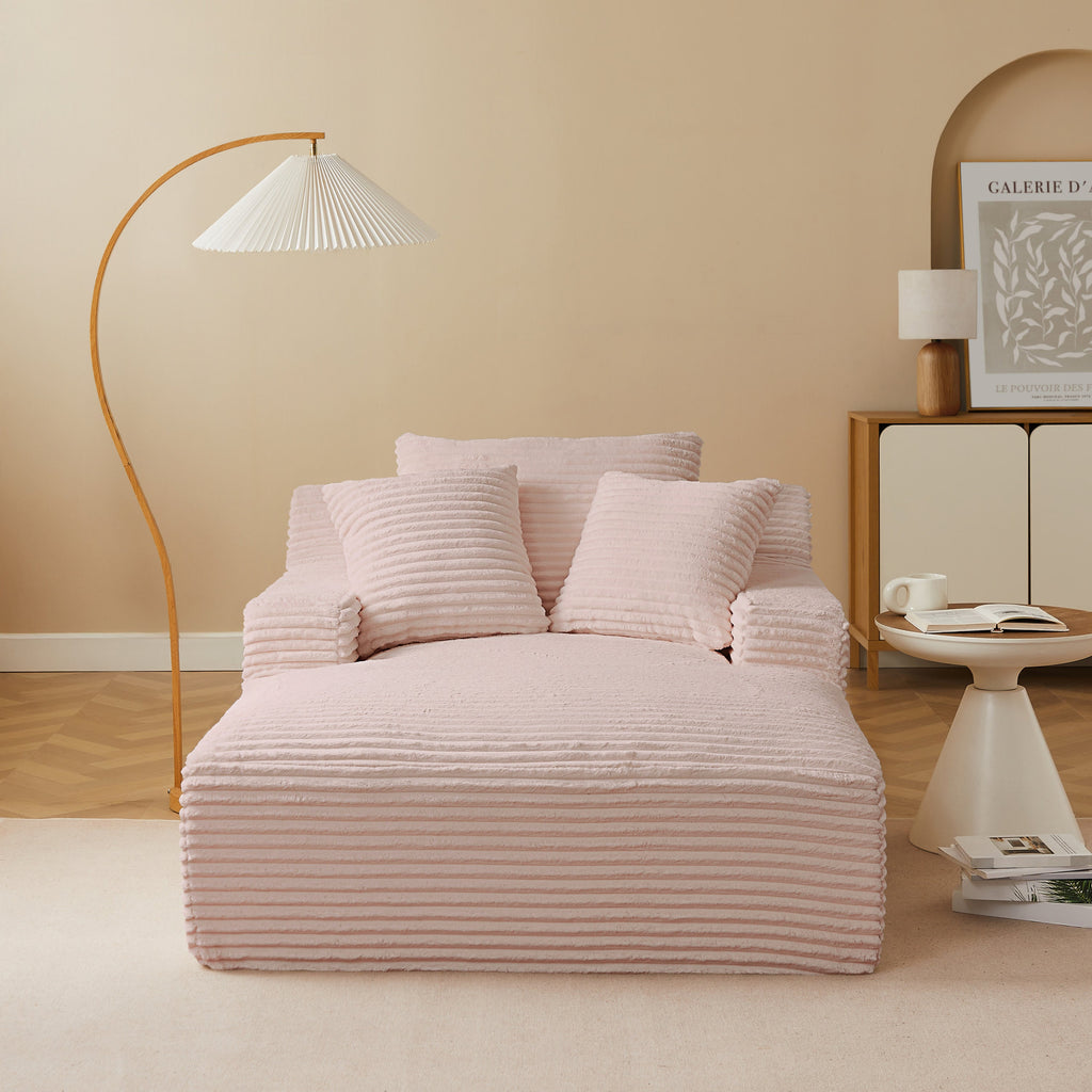 Deep Compact Fixed Sofa Kenedy 1 Seater Corduroy Velvet Pink – Pink