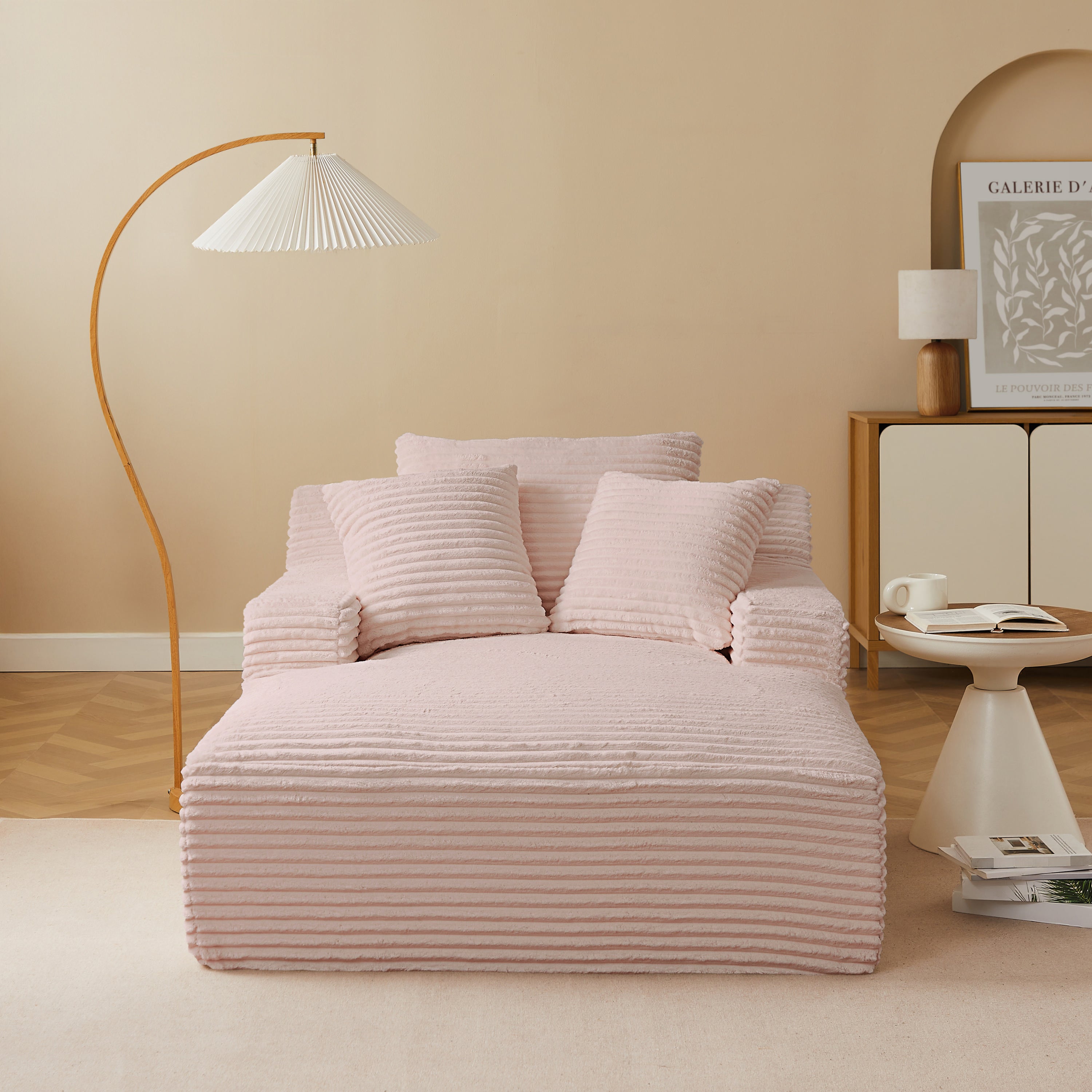 Deep Compact Fixed Sofa Kenedy 1 Seater Corduroy Velvet Pink – Pink