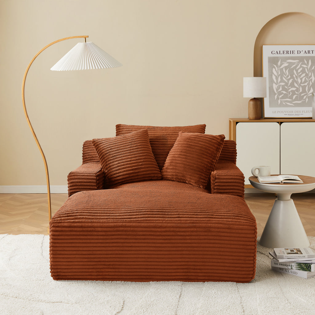 KENEDY Deep Compact Armchair – Corduroy Velvet Accent Chair For Modern Living Spaces