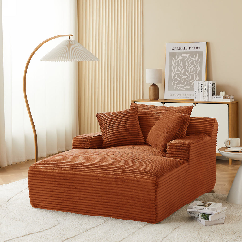 KENEDY Deep Compact Armchair – Corduroy Velvet Accent Chair For Modern Living Spaces