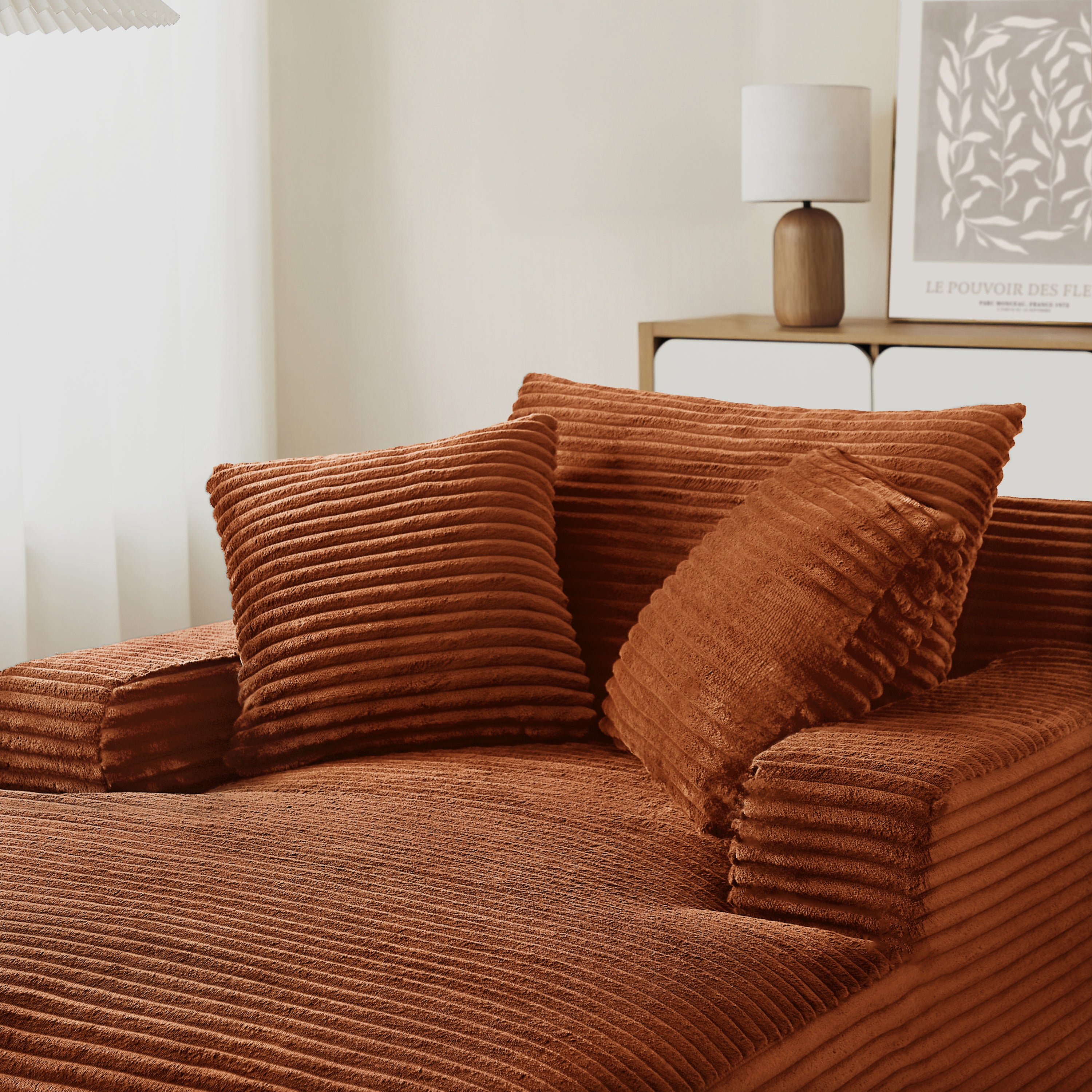 KENEDY Deep Compact Armchair – Corduroy Velvet Accent Chair For Modern Living Spaces