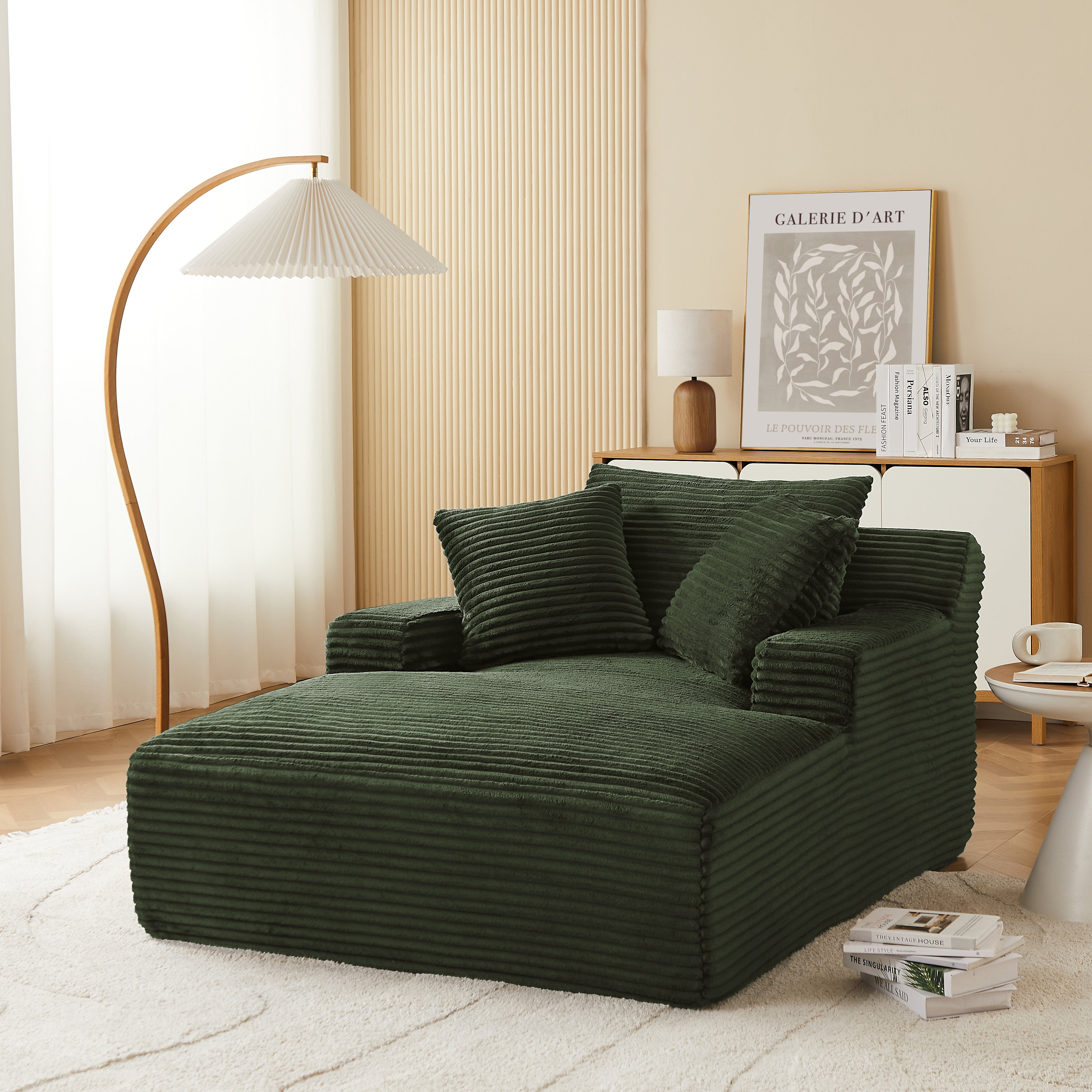KENEDY Deep Compact Armchair – Corduroy Velvet Accent Chair For Modern Living Spaces