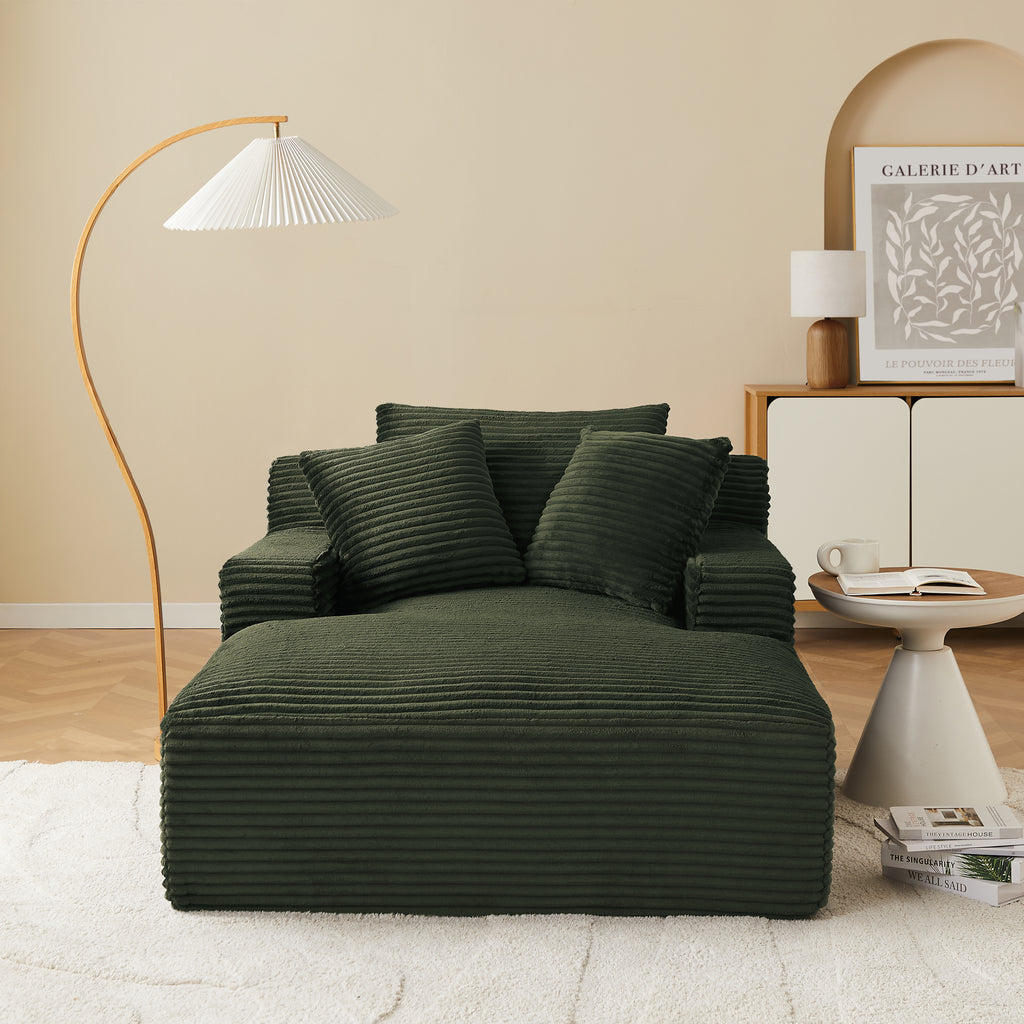 KENEDY Deep Compact Armchair – Corduroy Velvet Accent Chair For Modern Living Spaces