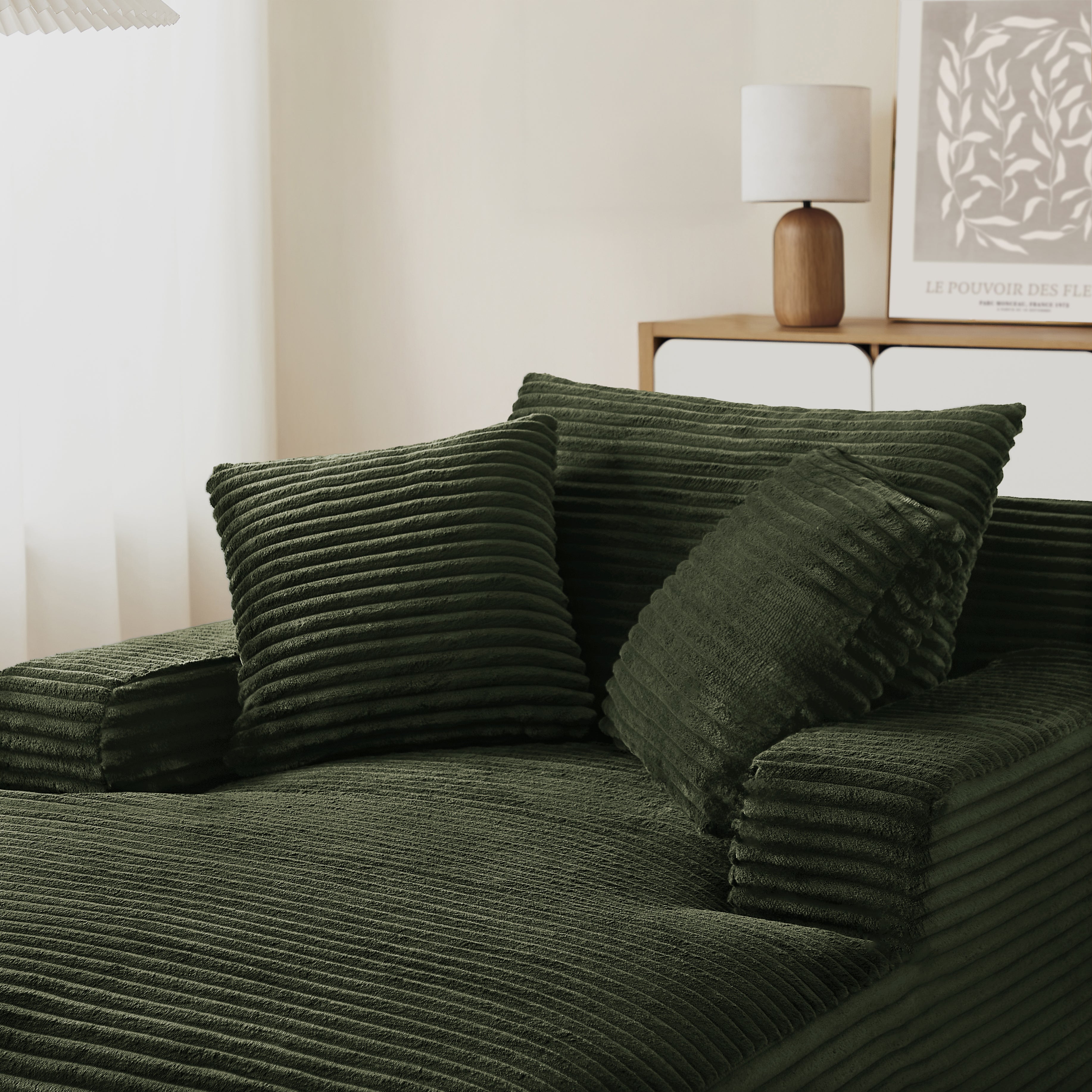 KENEDY Deep Compact Armchair – Corduroy Velvet Accent Chair For Modern Living Spaces