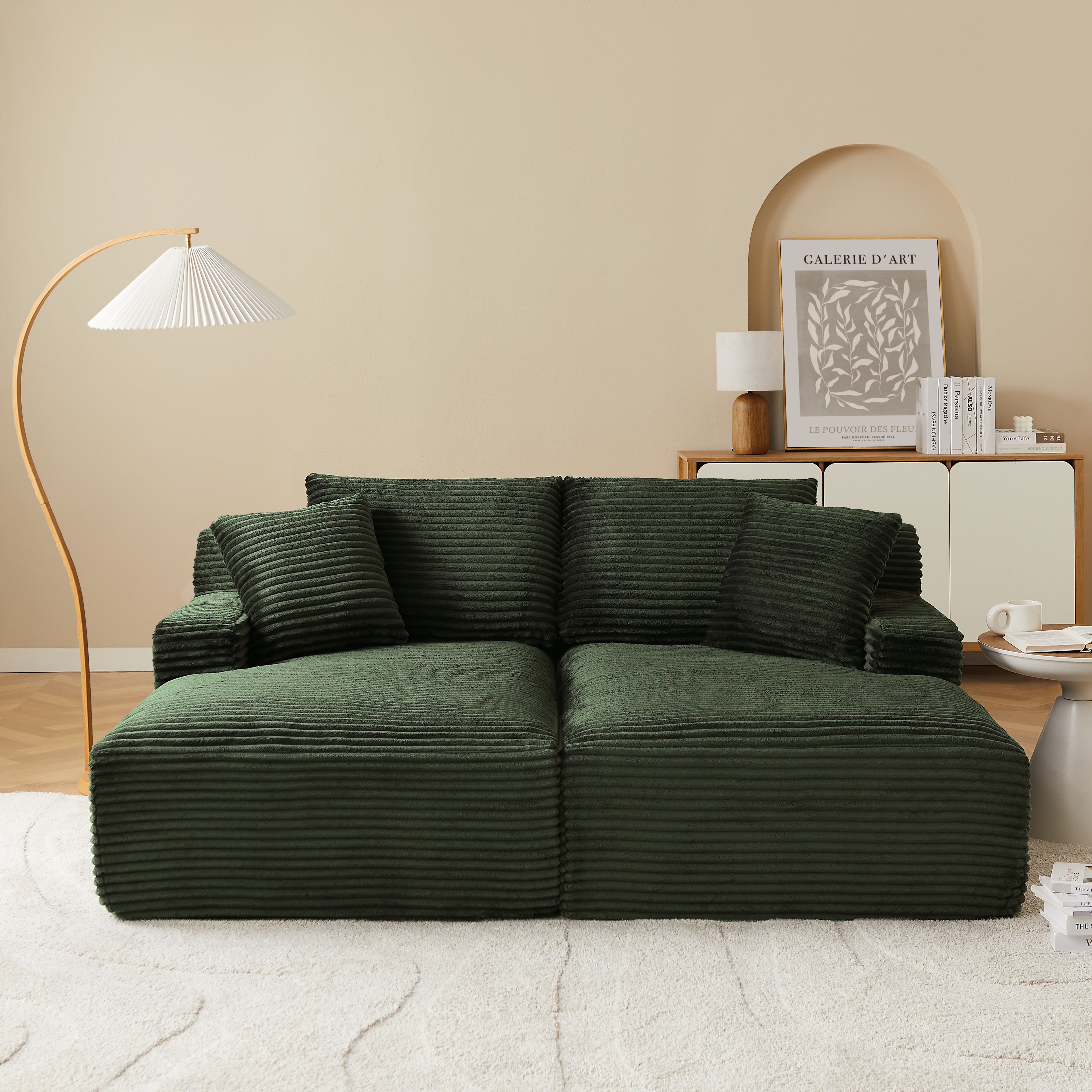 KENEDY 79'' 3-Seater Deep Sofa – Green
