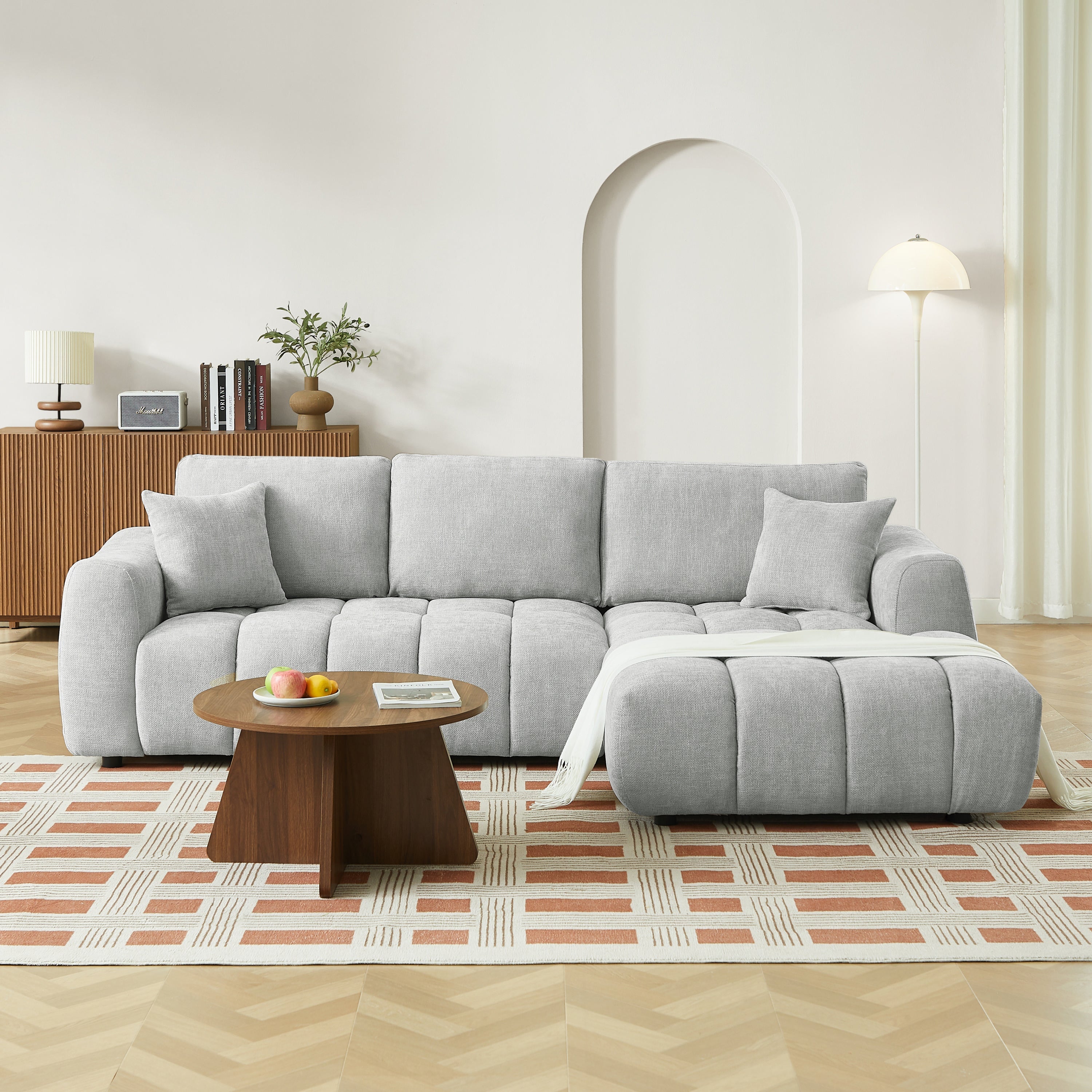 KEREA Right-Facing Sectional Sofa – Gray