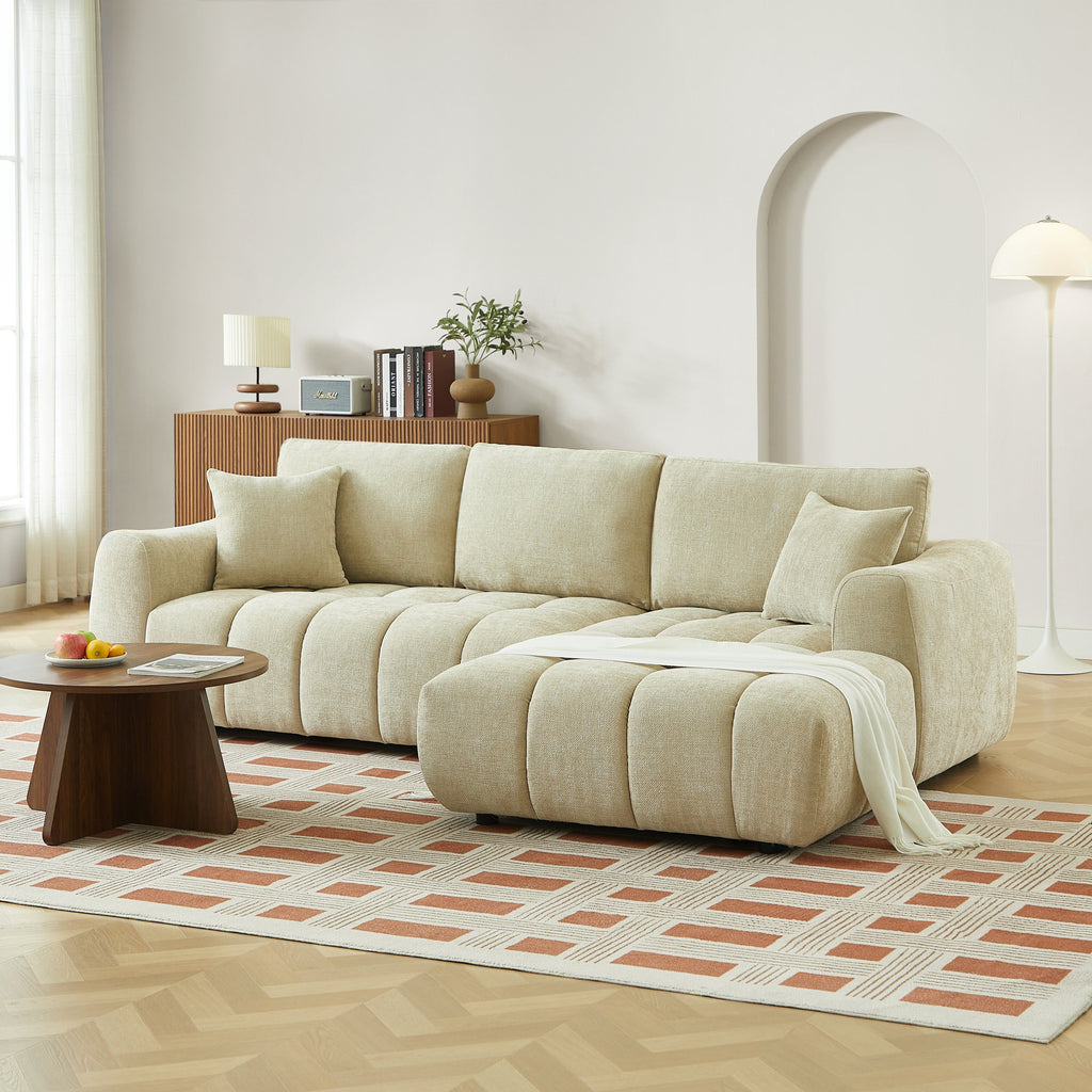 KEREA Right-Facing Fabric Corner Sofa – Taupe