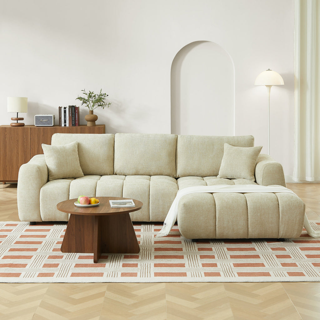 KEREA Right-Facing Fabric Corner Sofa – Taupe