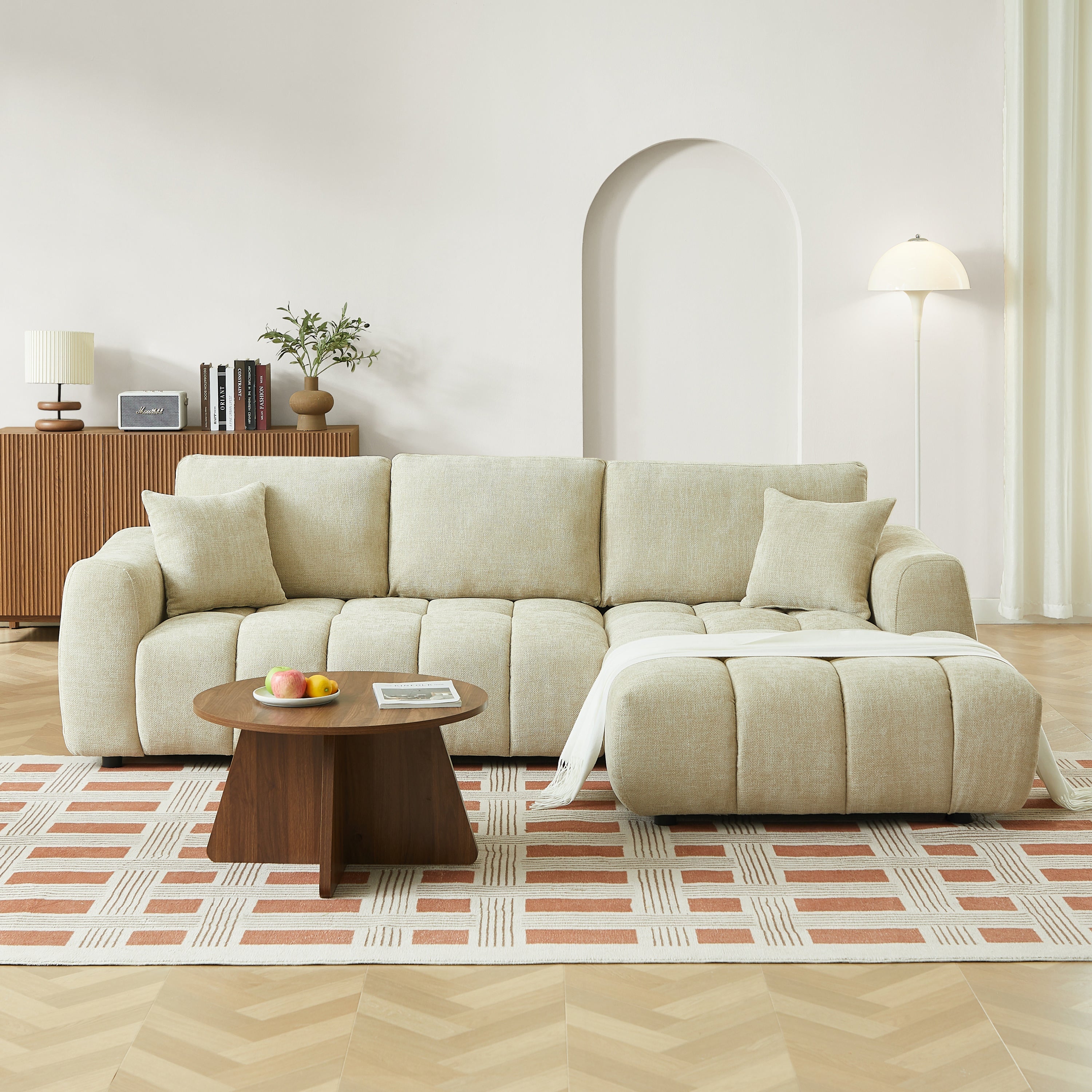 KEREA Right-Facing Fabric Corner Sofa – Taupe