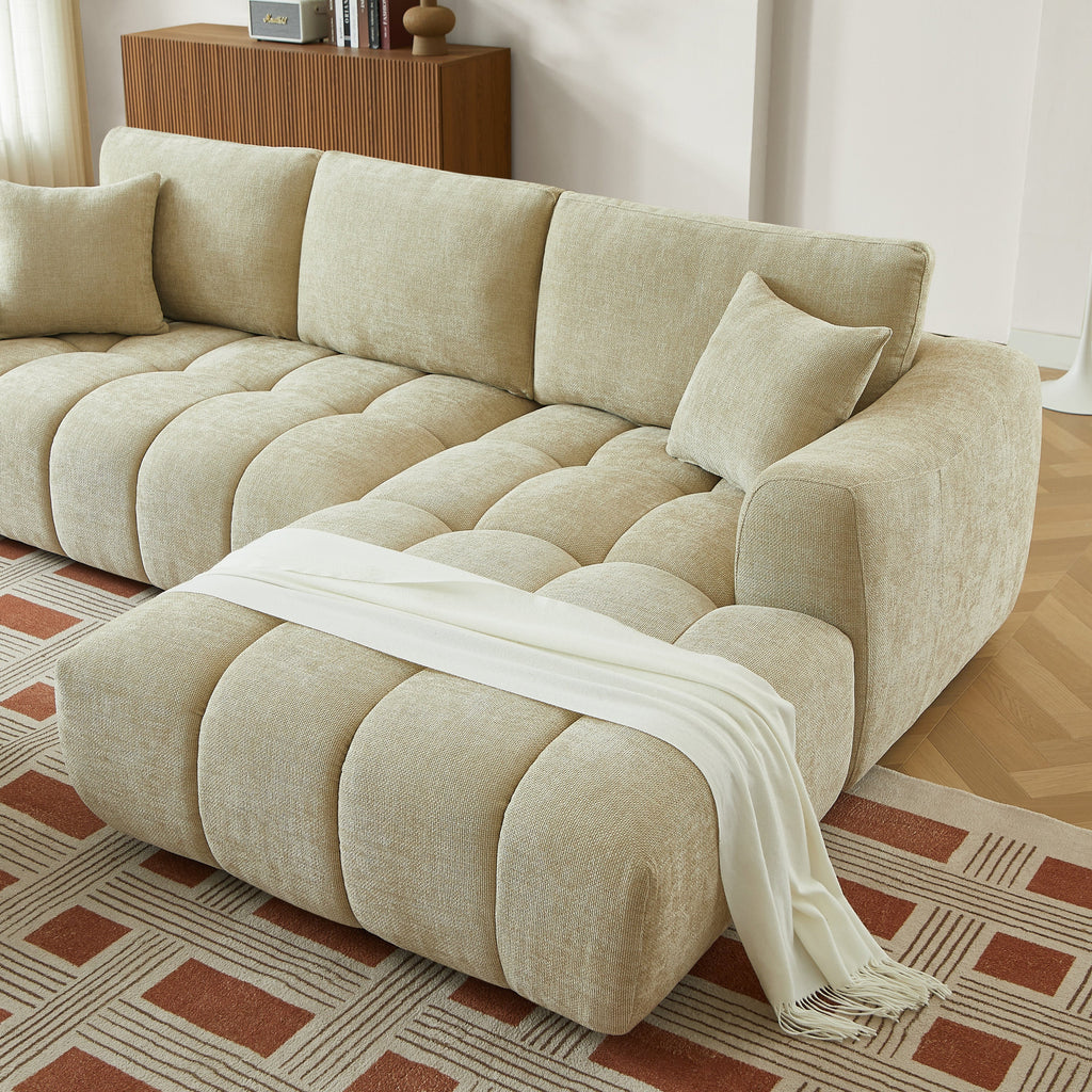 KEREA Right-Facing Fabric Corner Sofa – Taupe
