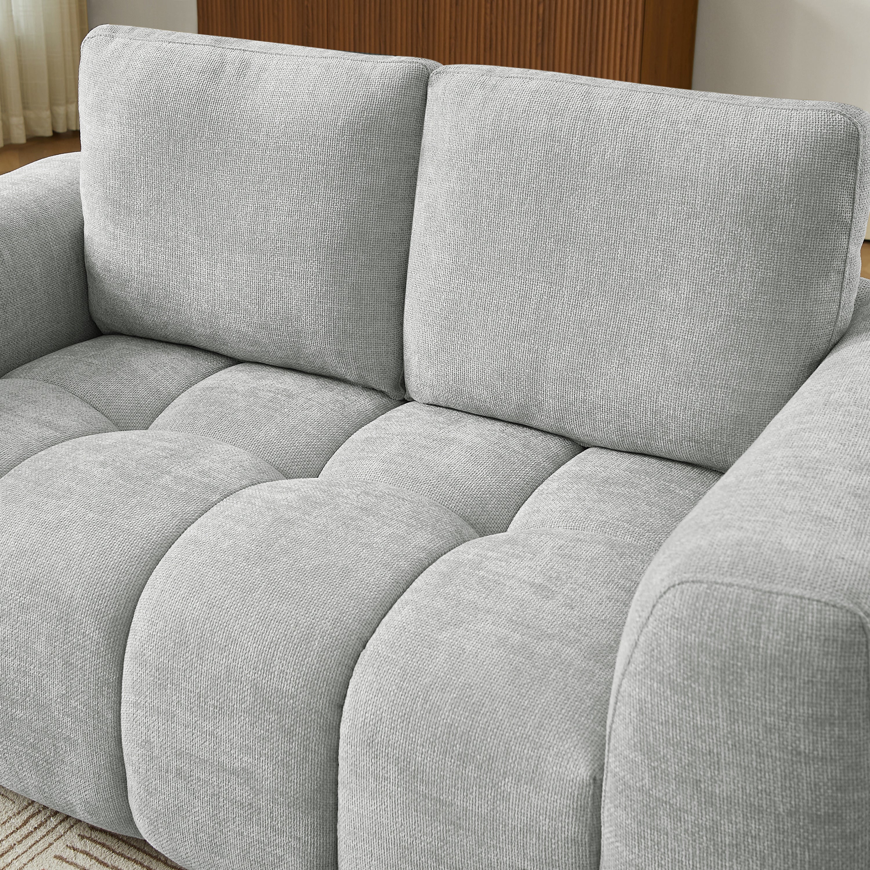 KEREA 61" Chenille Fabric Sofa - Gray