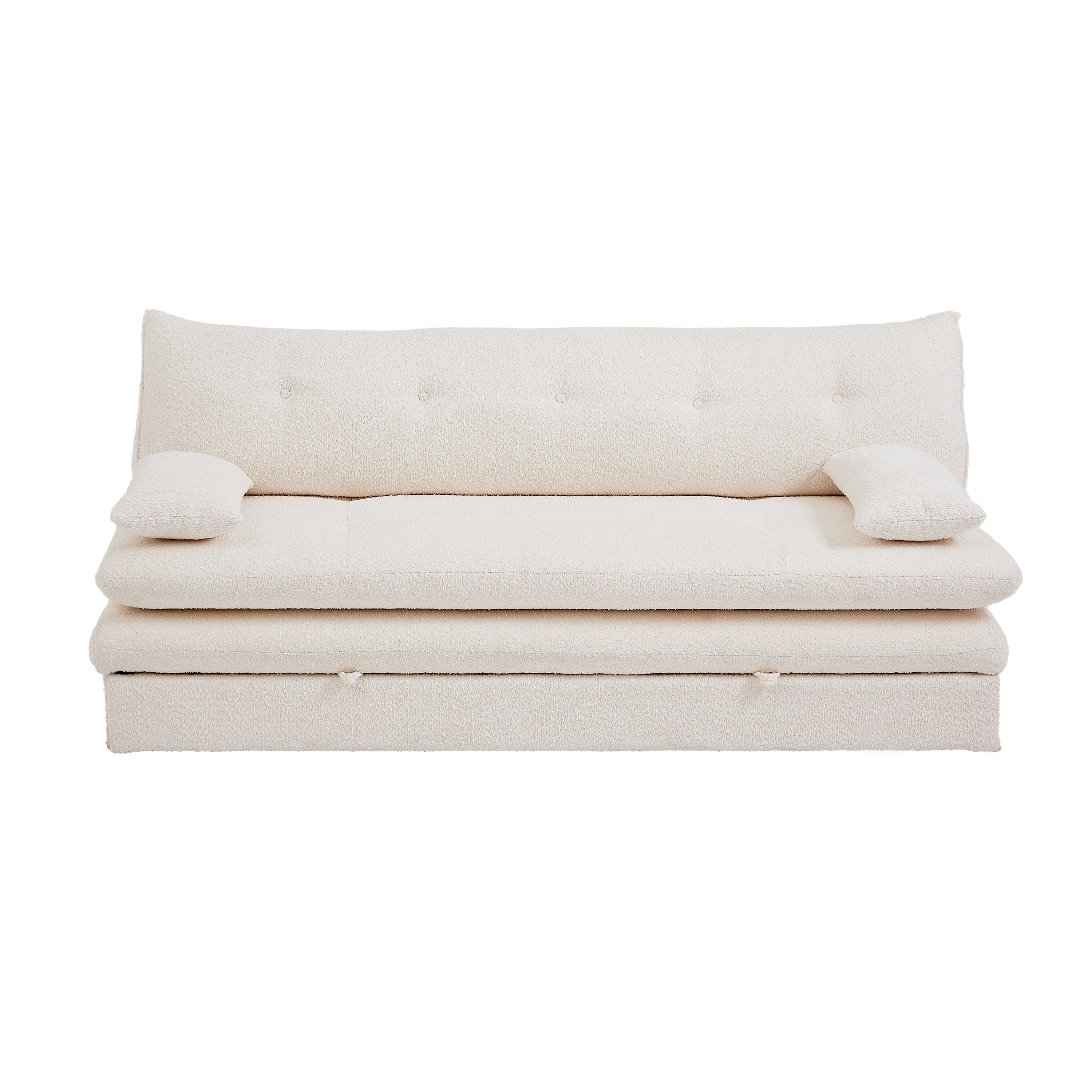 KIARA 76'' 3-Seater Convertible Sleeper Sofa Bed - Beige bouclé