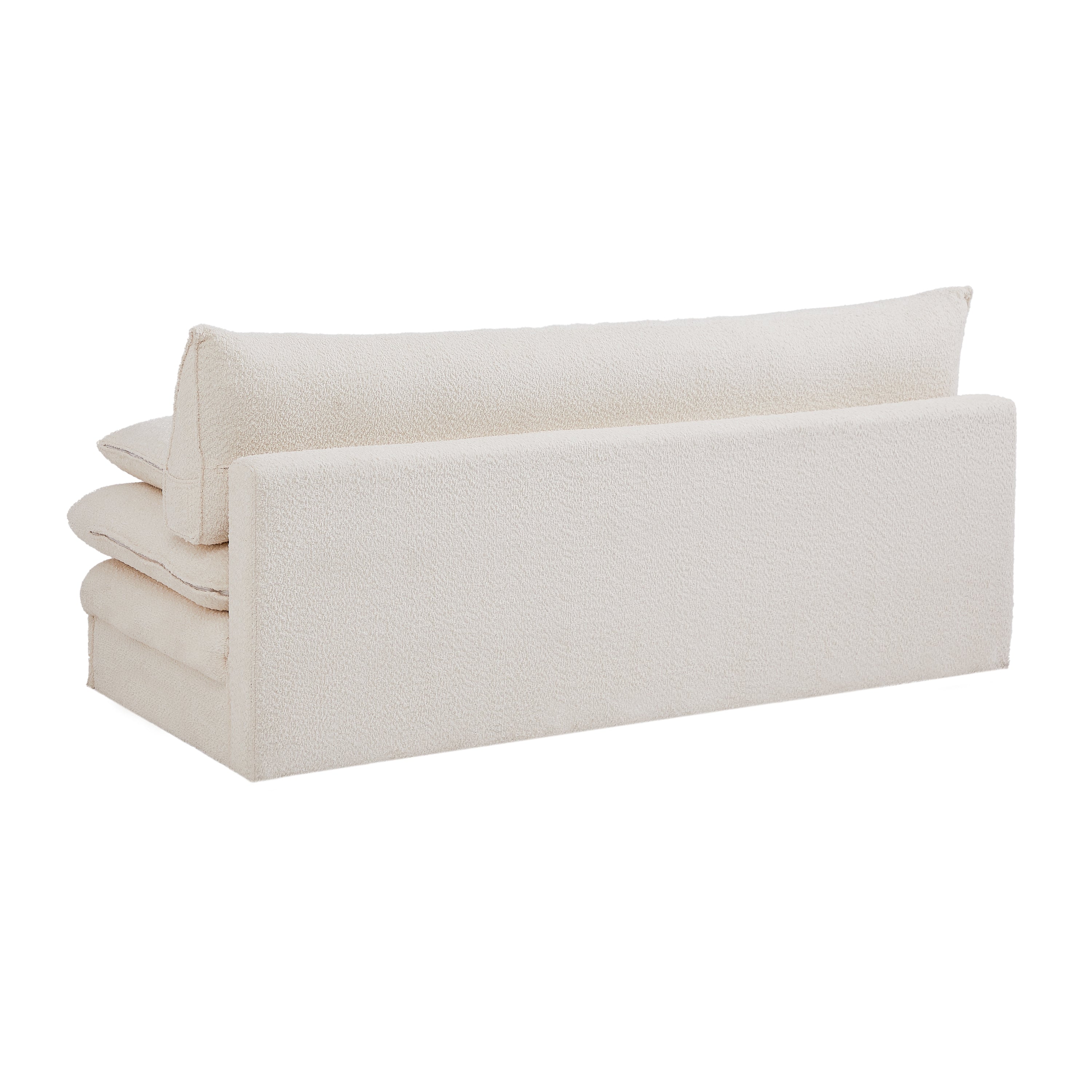 KIARA 76'' 3-Seater Convertible Sleeper Sofa Bed - Beige bouclé